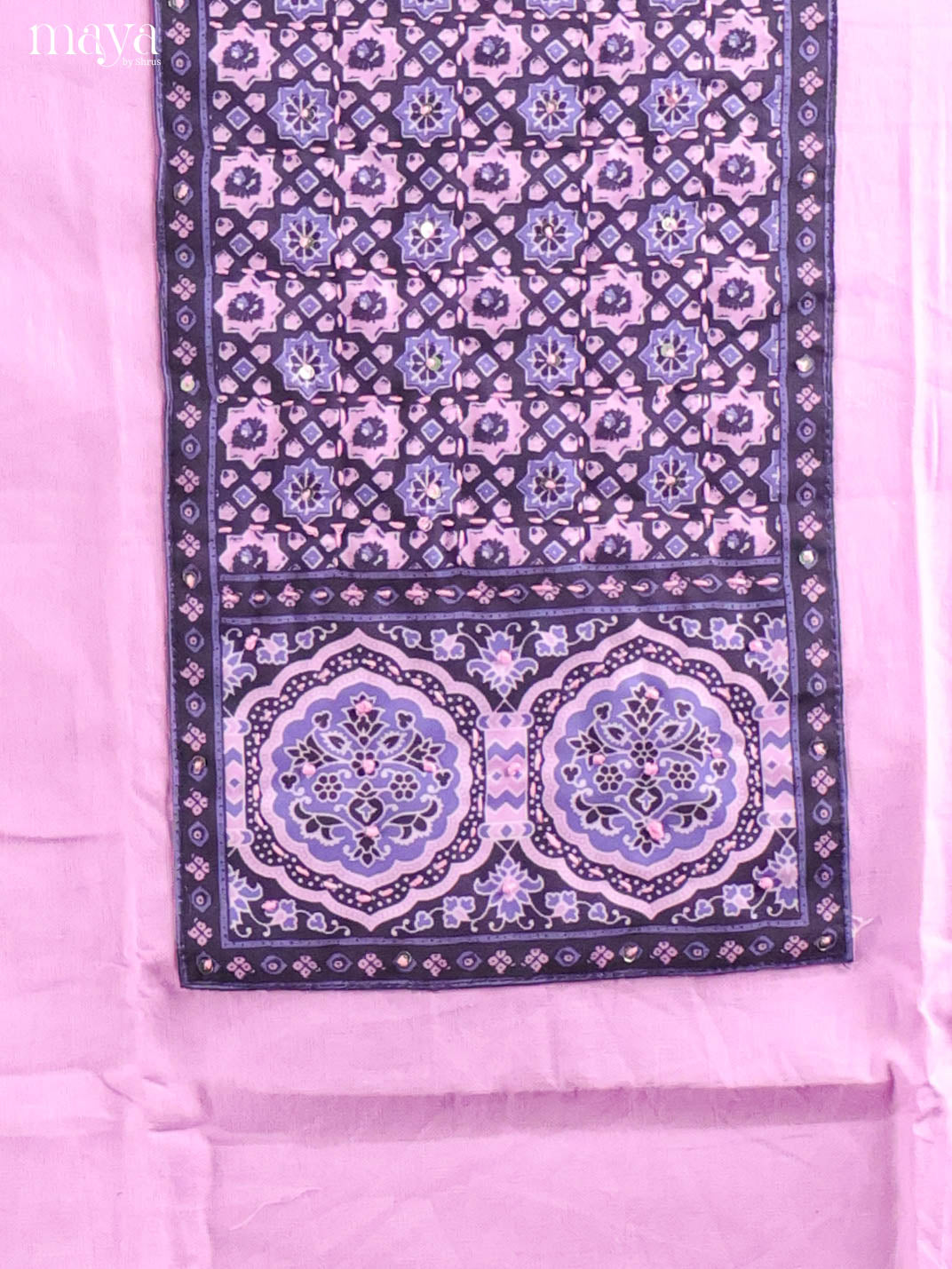 Pink & Blue-Ajrakh Salwar Unstitch