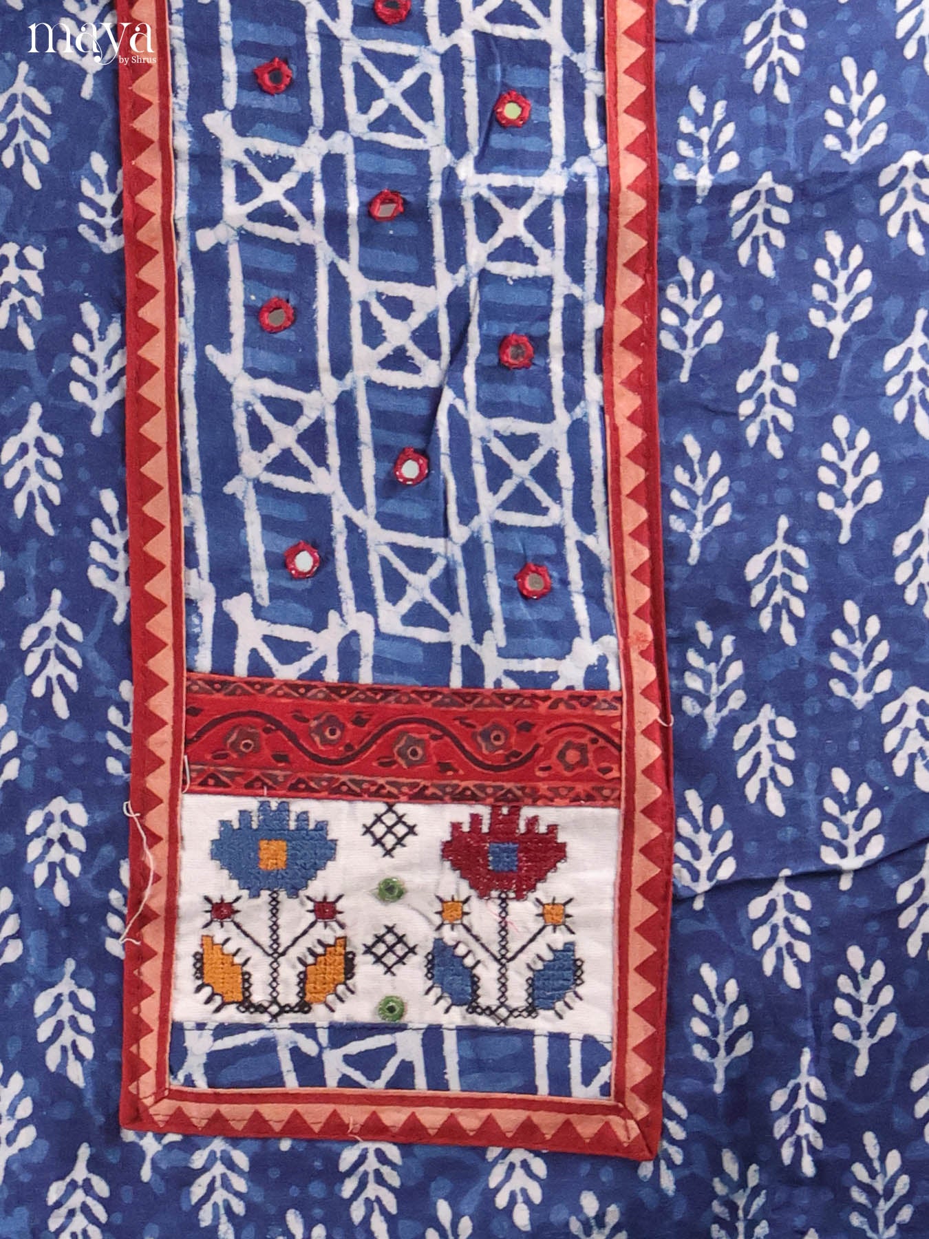 Blue & Cream -Ajrakh Salwar Unstitch
