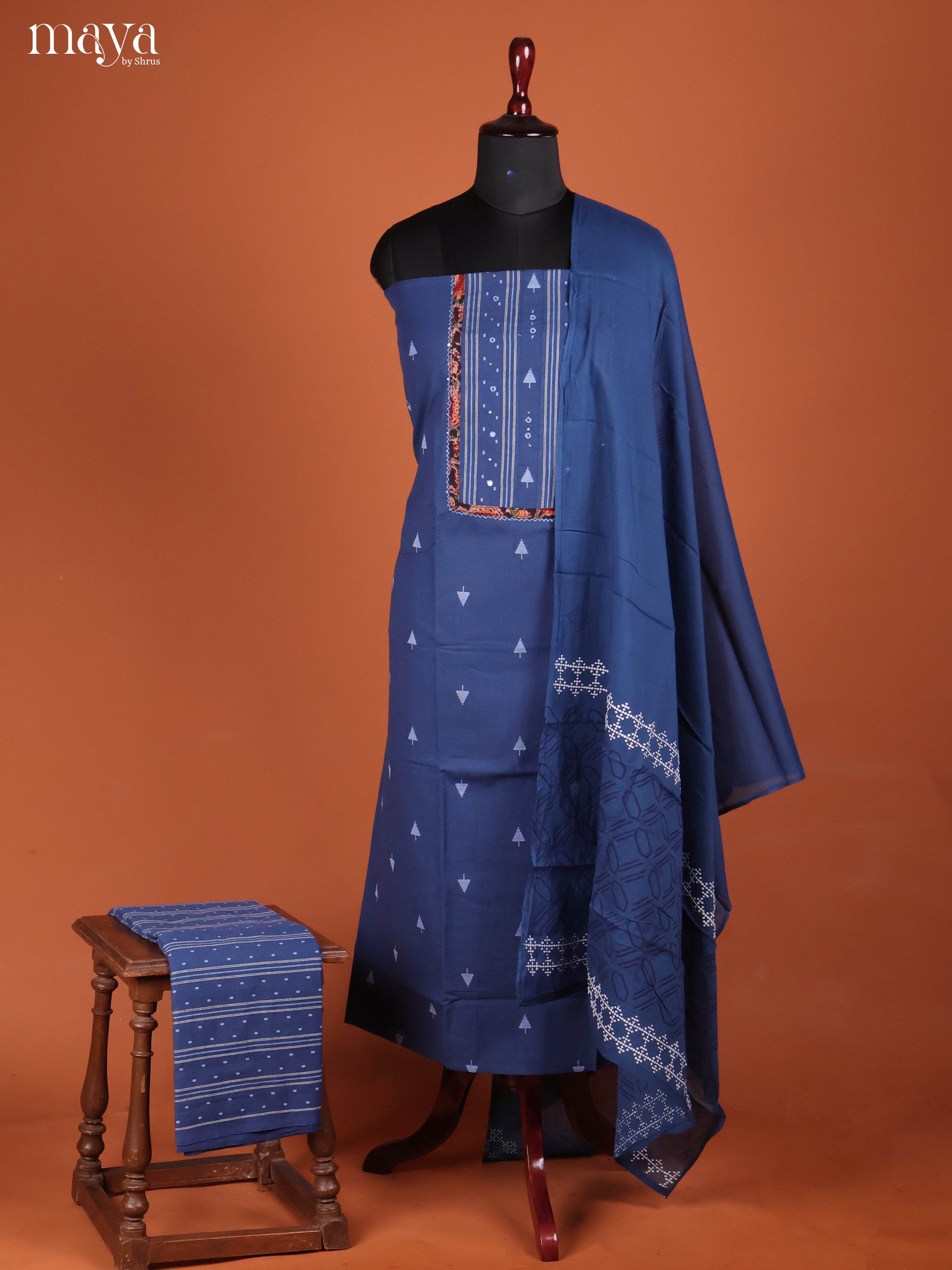 Blue -Ajrakh Salwar Unstitch