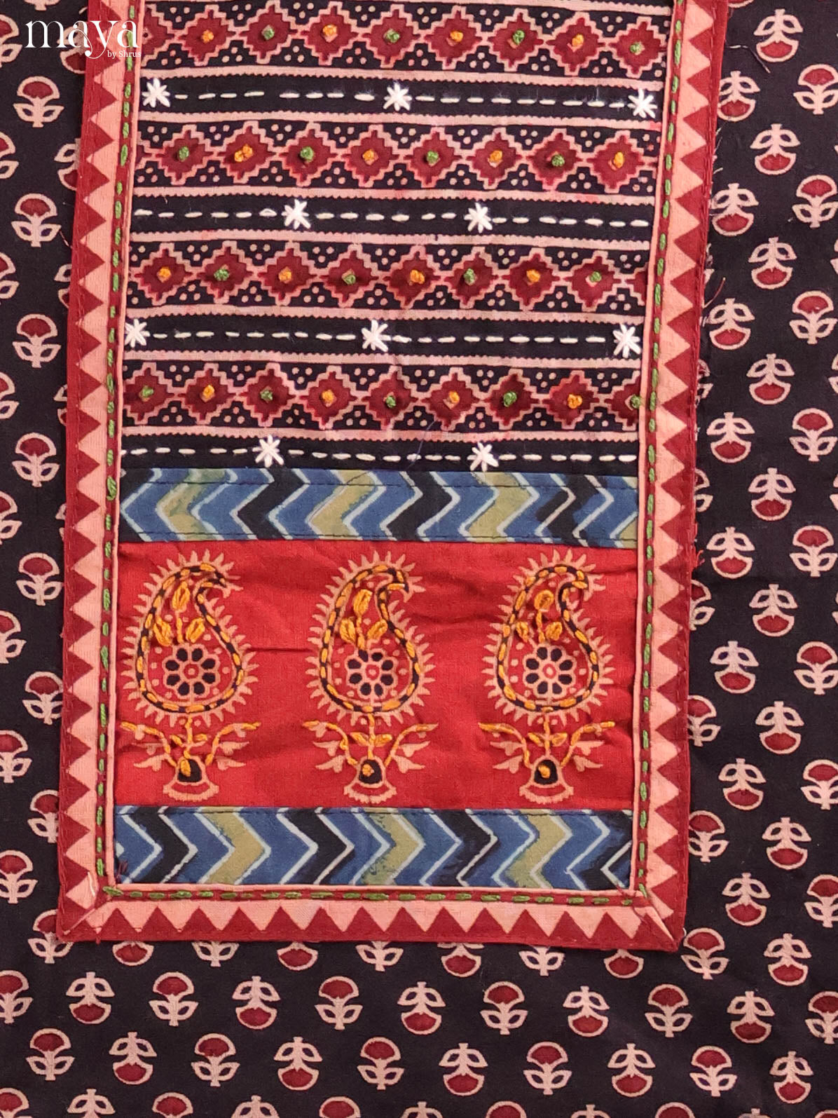 Black & Cream-Ajrakh Salwar Unstitch