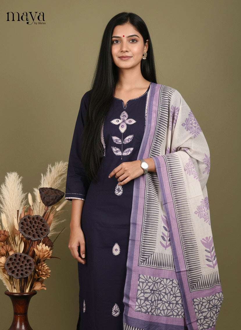 Blue & Lavender -Readymade 3 Piece Salwar Suit