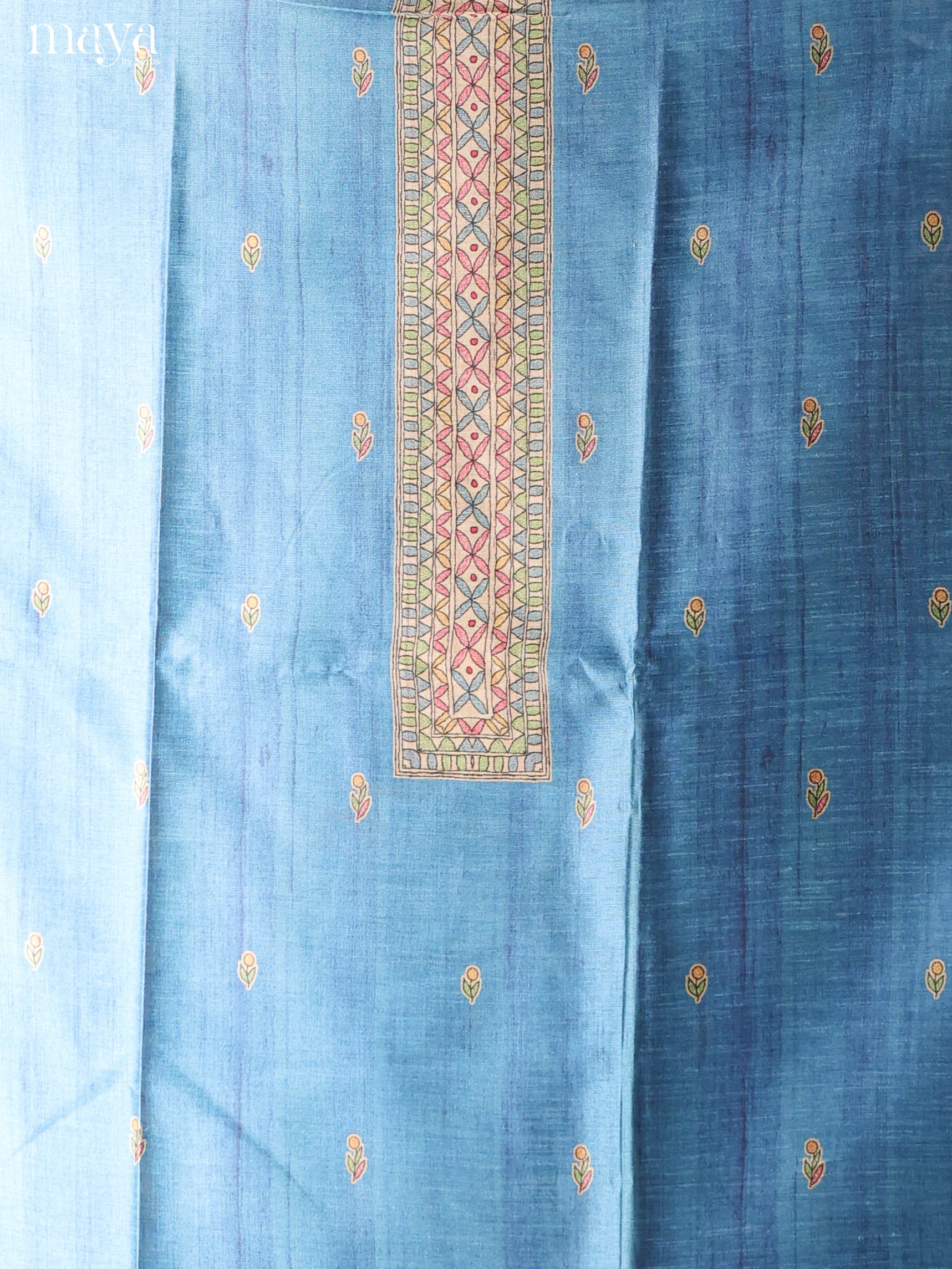 Blue-Semi Tussar Salwar Unstitch