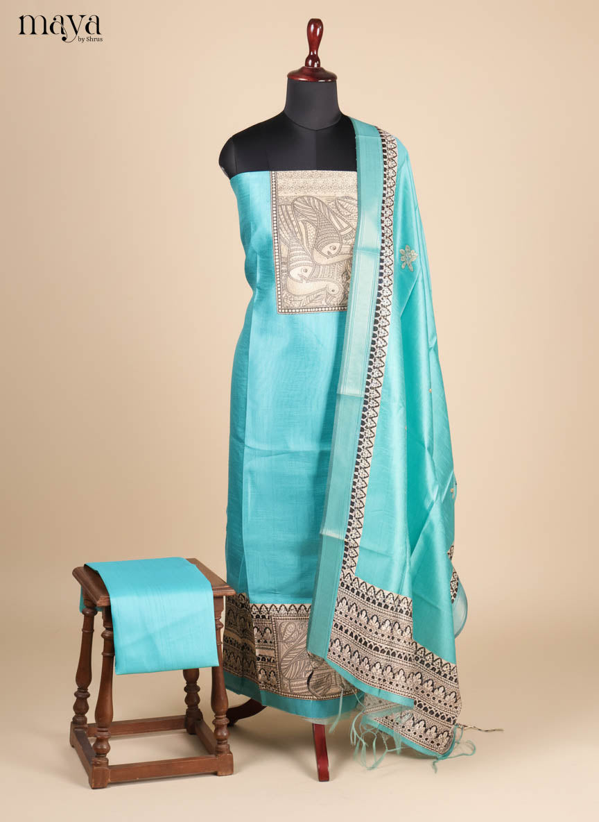 Sky Blue -Semi Tussar Salwar Unstitch