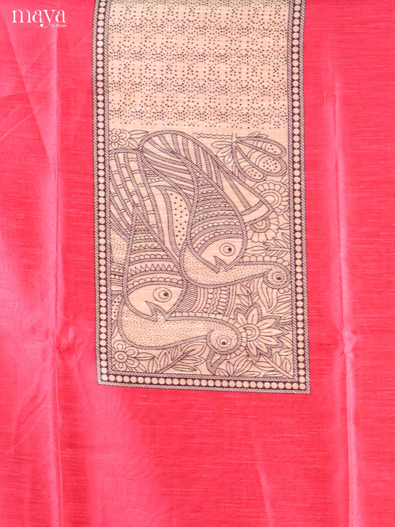 Red-Semi Tussar Salwar Unstitch