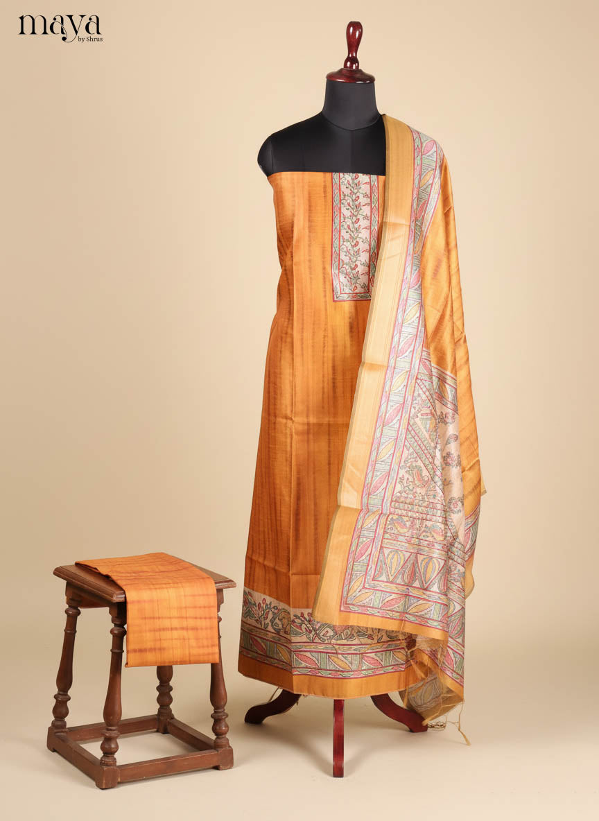 Dark Mustard -Semi Tussar Salwar Unstitch