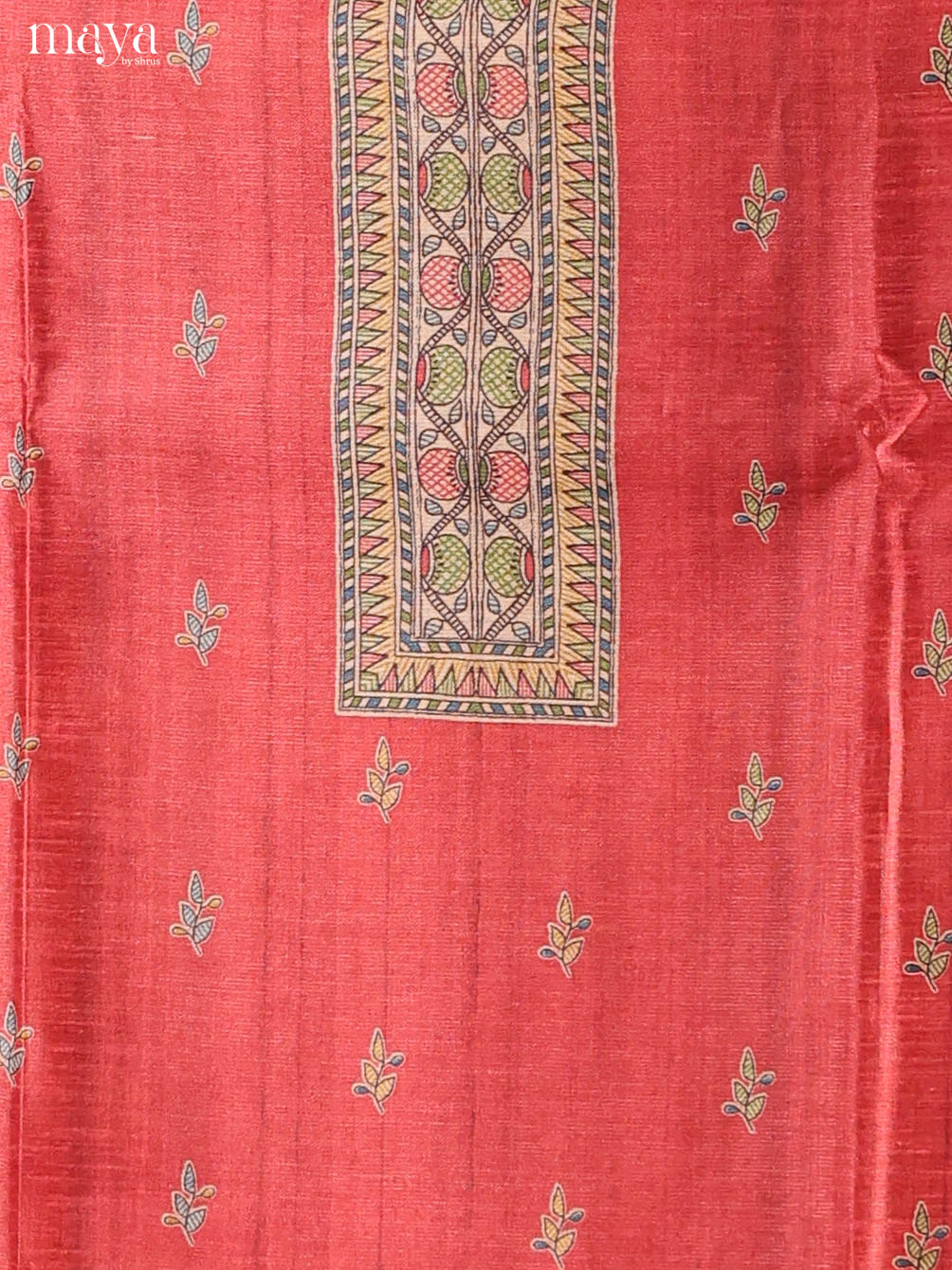Red-Semi Tussar Salwar Unstitch