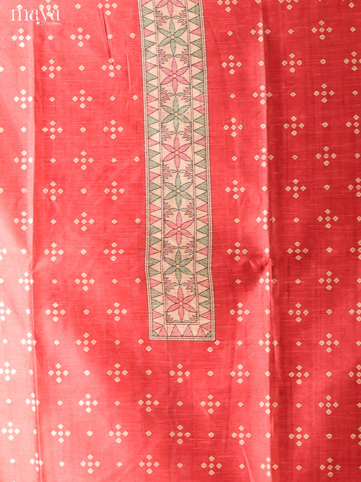 Red-Semi Tussar Salwar Unstitch