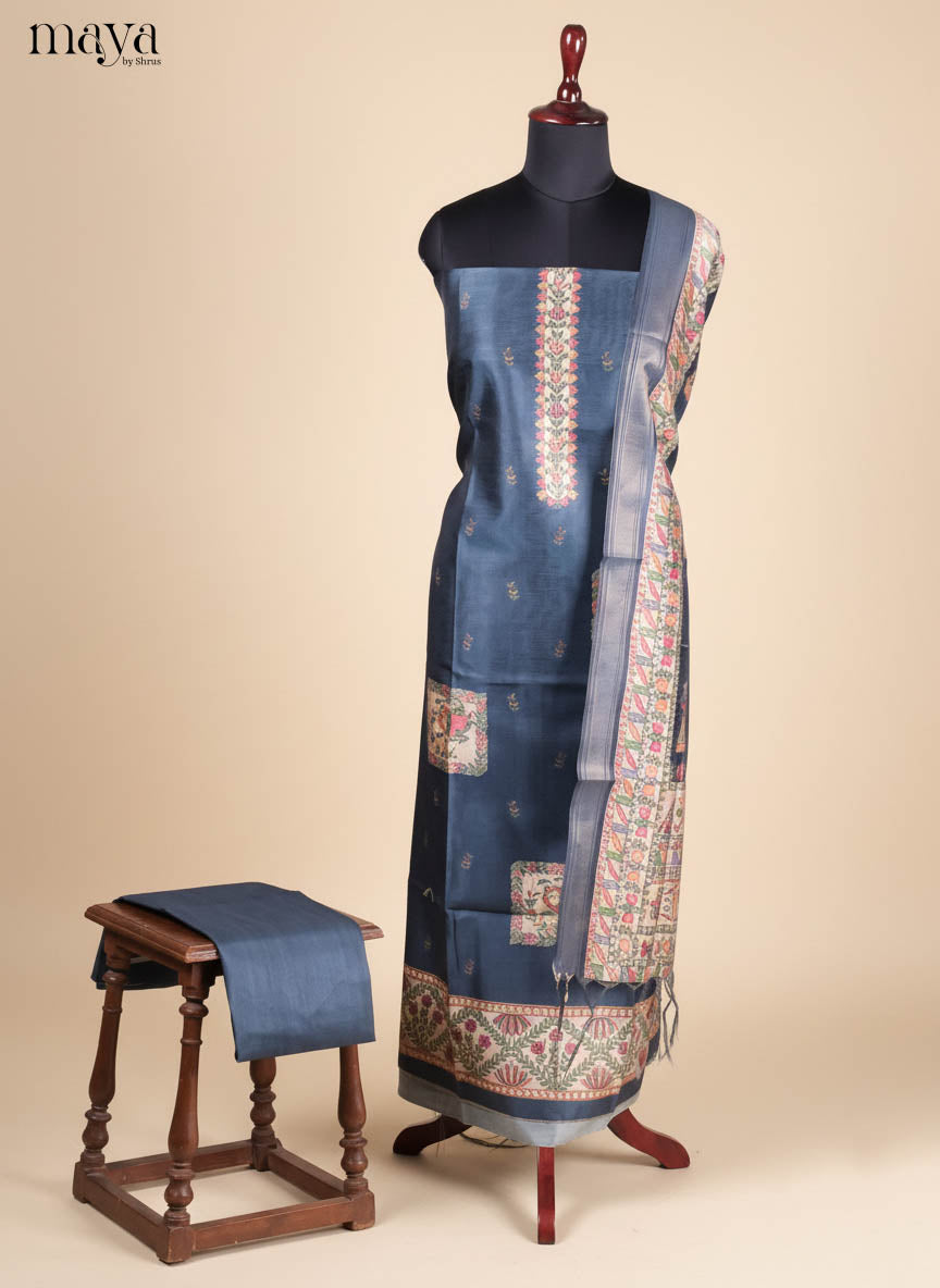 Black-Semi Tussar Salwar Unstitch