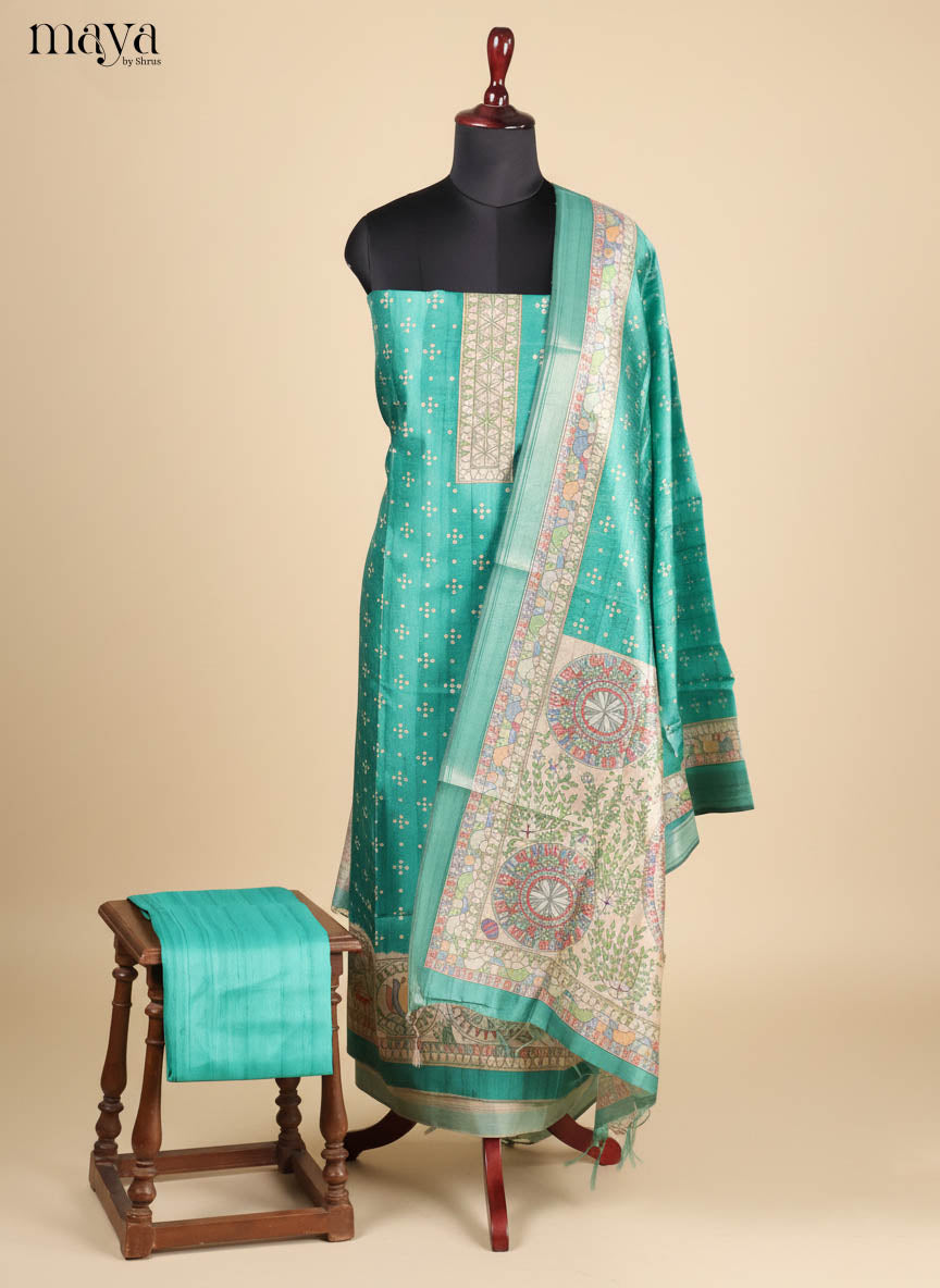 Green-Semi Tussar Salwar Unstitch