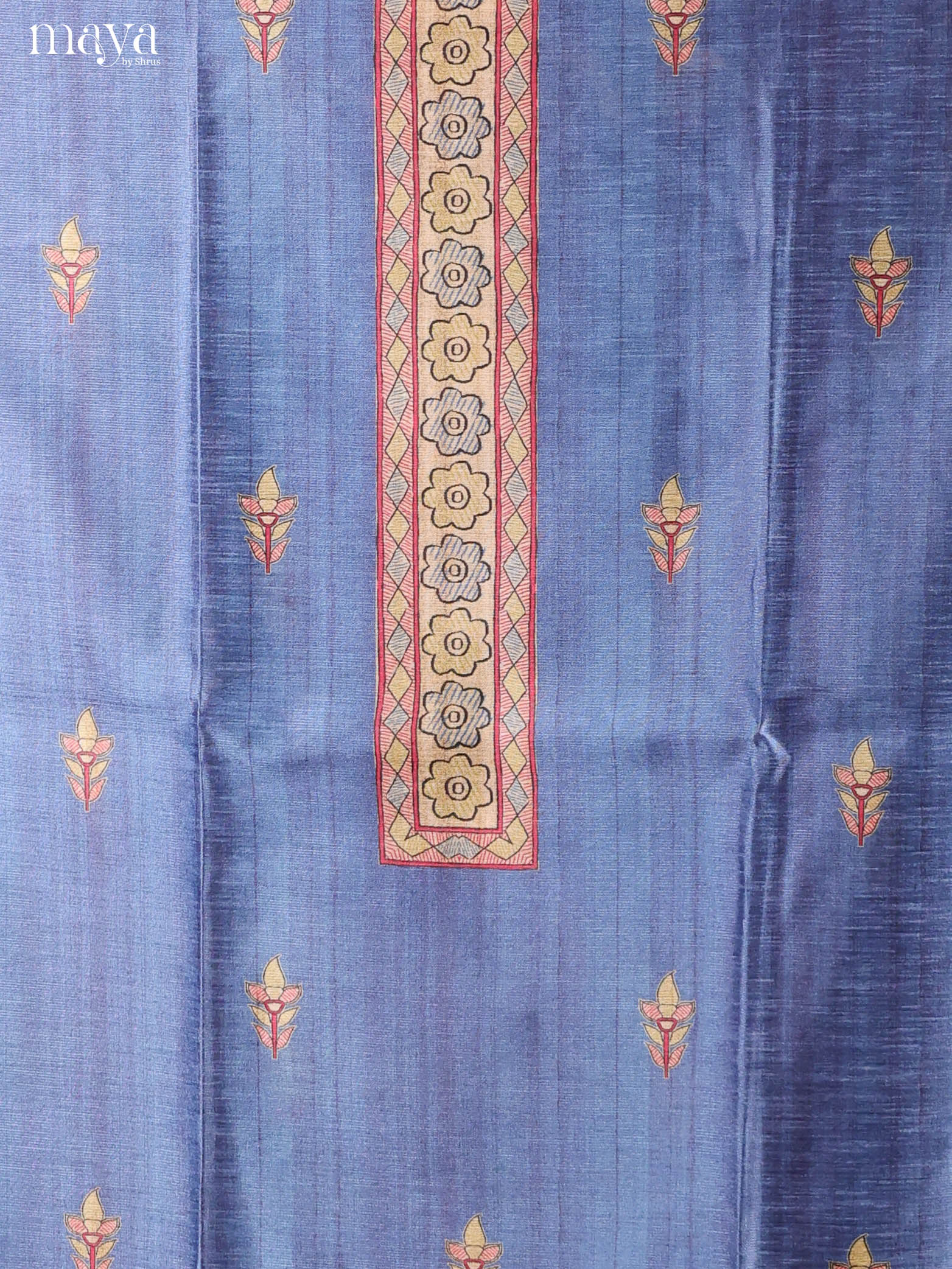 Blue-Semi Tussar Salwar Unstitch