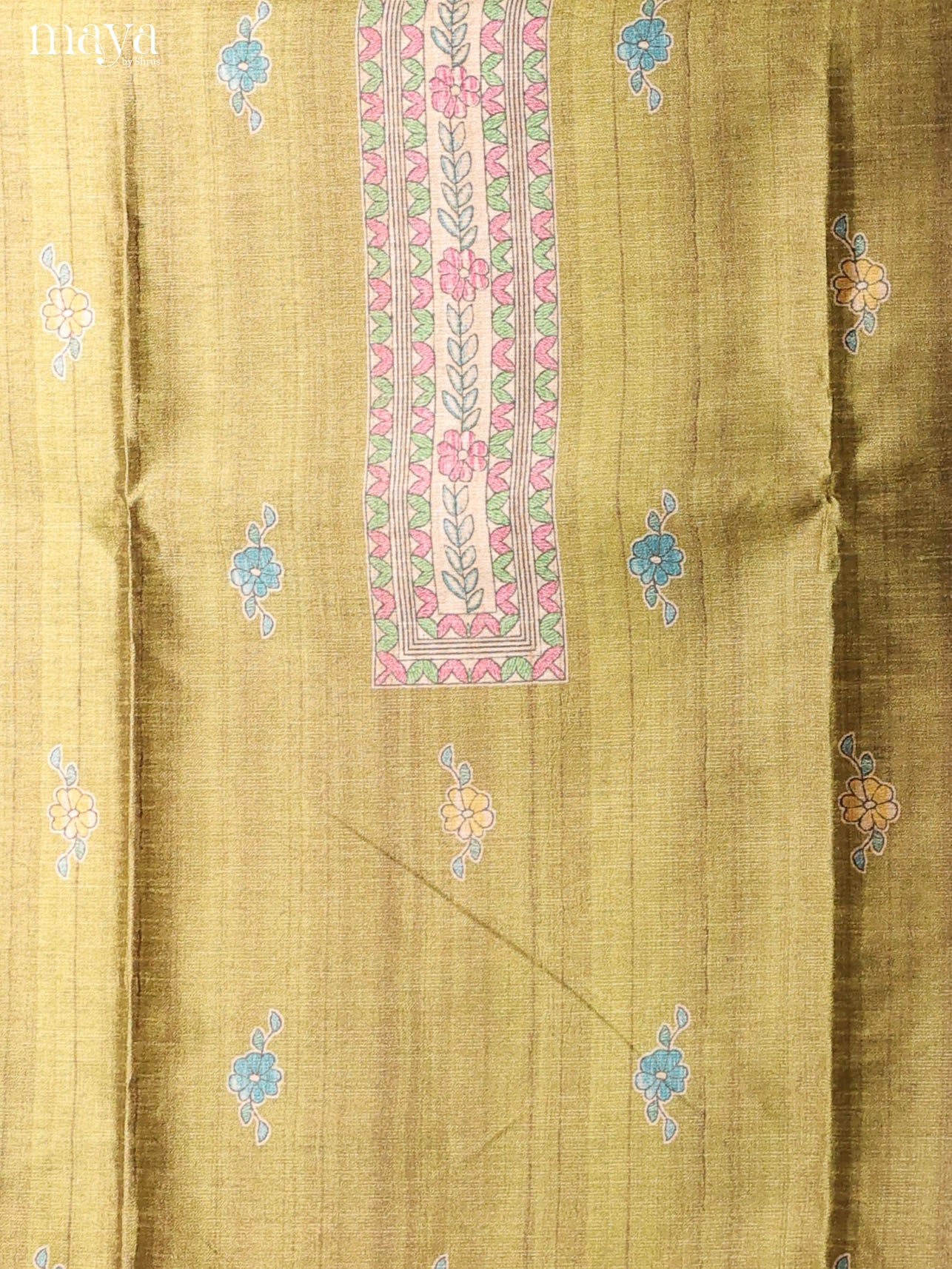 Green -Semi Tussar Salwar Unstitch