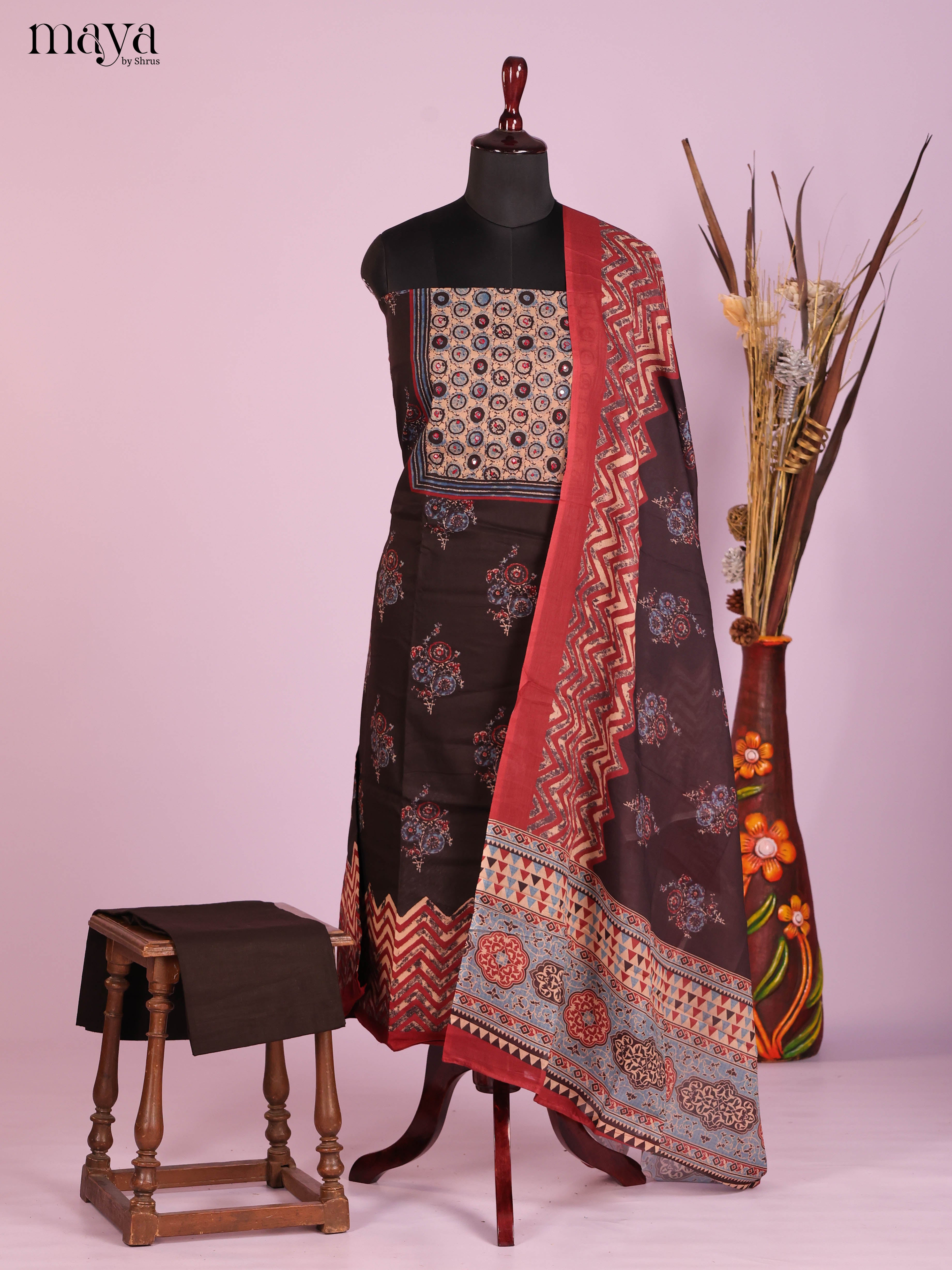 Brown -Ajrakh Salwar Unstitch
