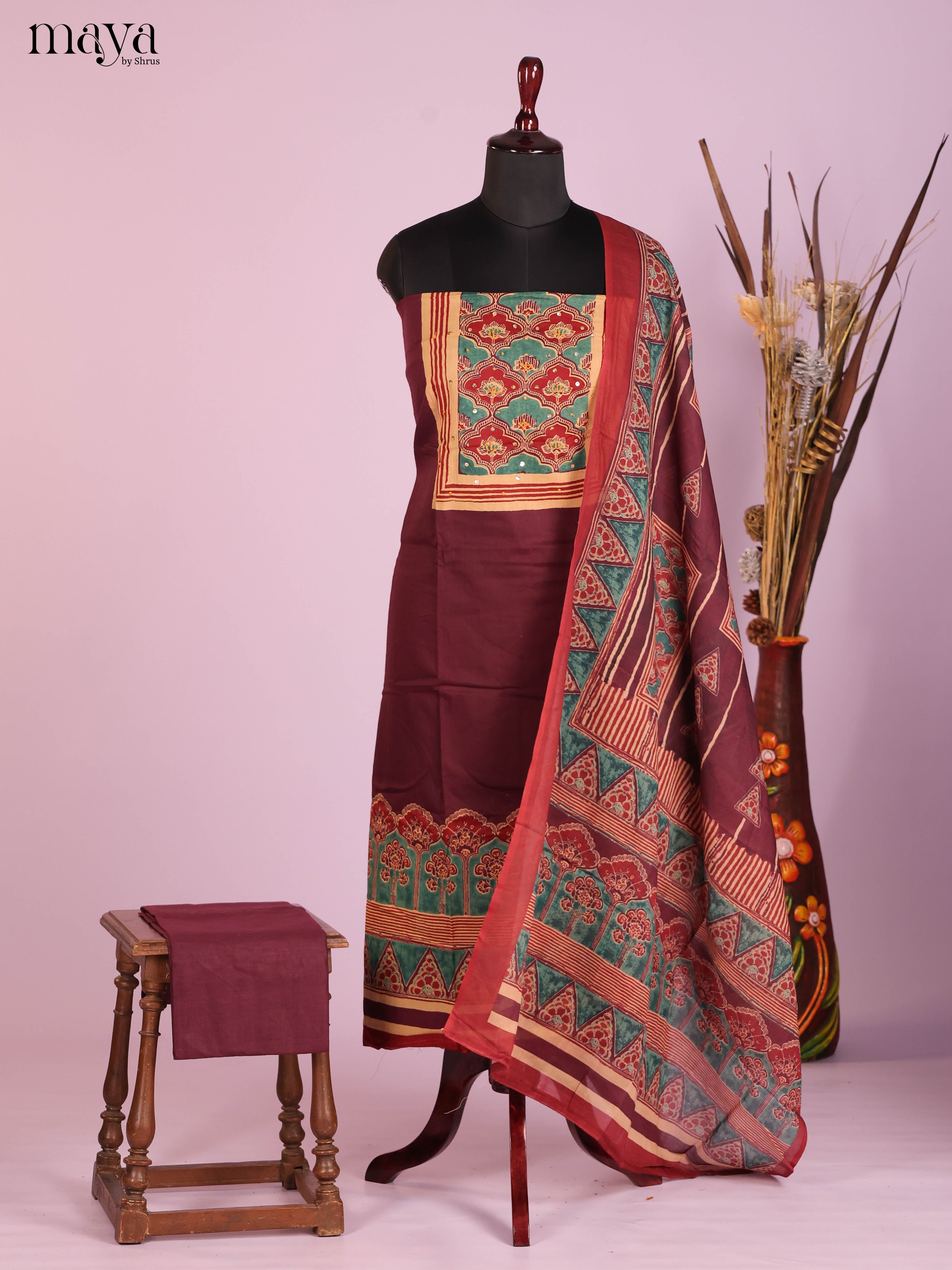 Brown -Ajrakh Salwar Unstitch