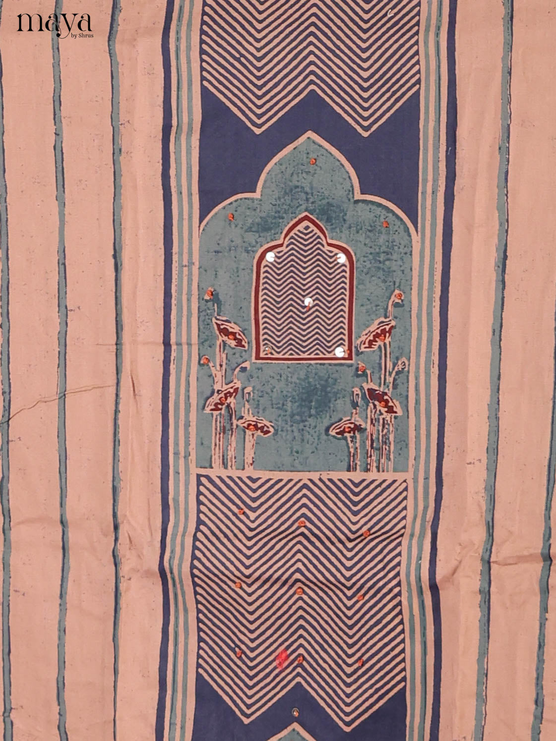Peach & Blue-Ajrakh Salwar Unstitch