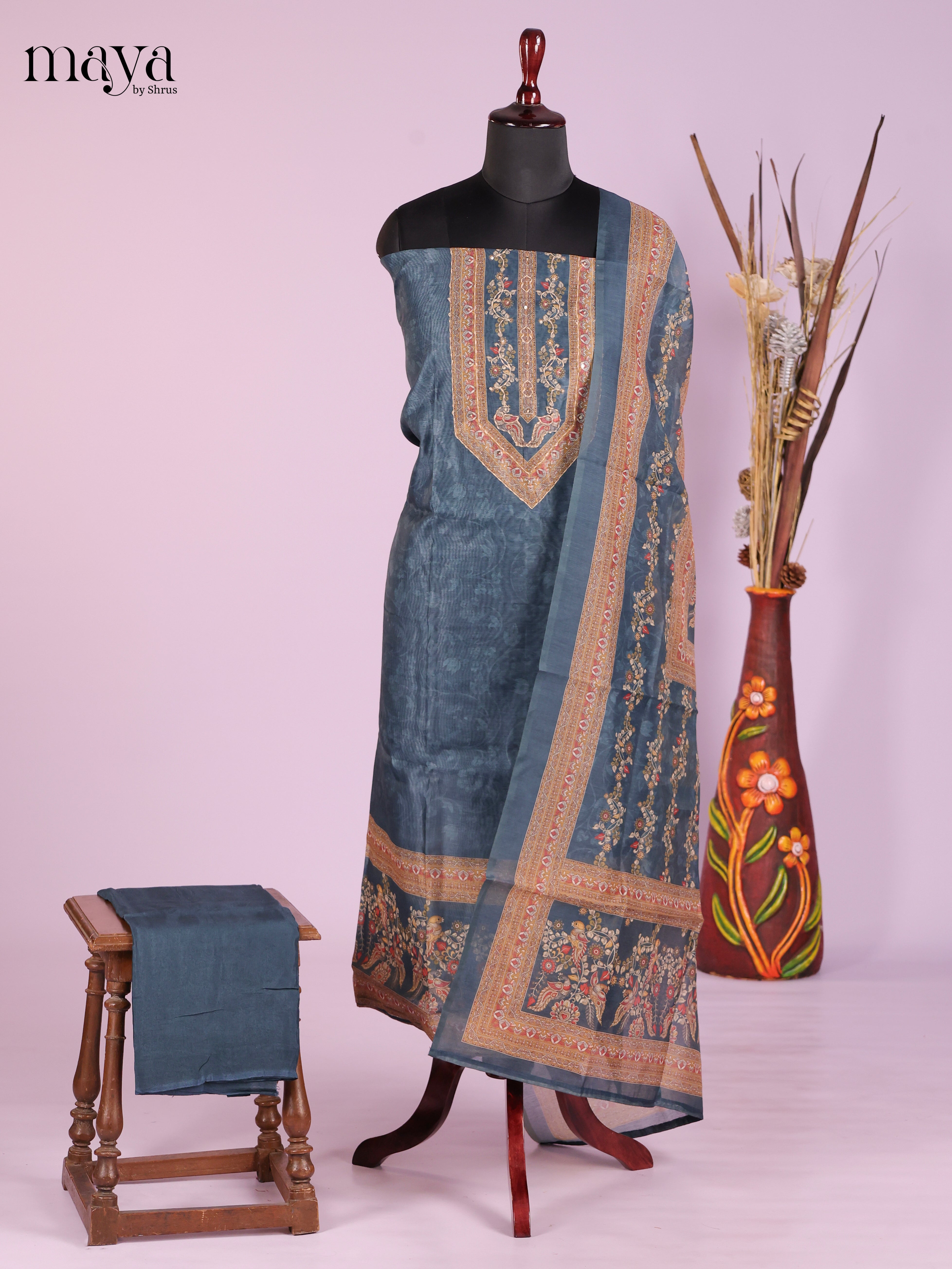 Blue -Chanderi salwar Unstitch