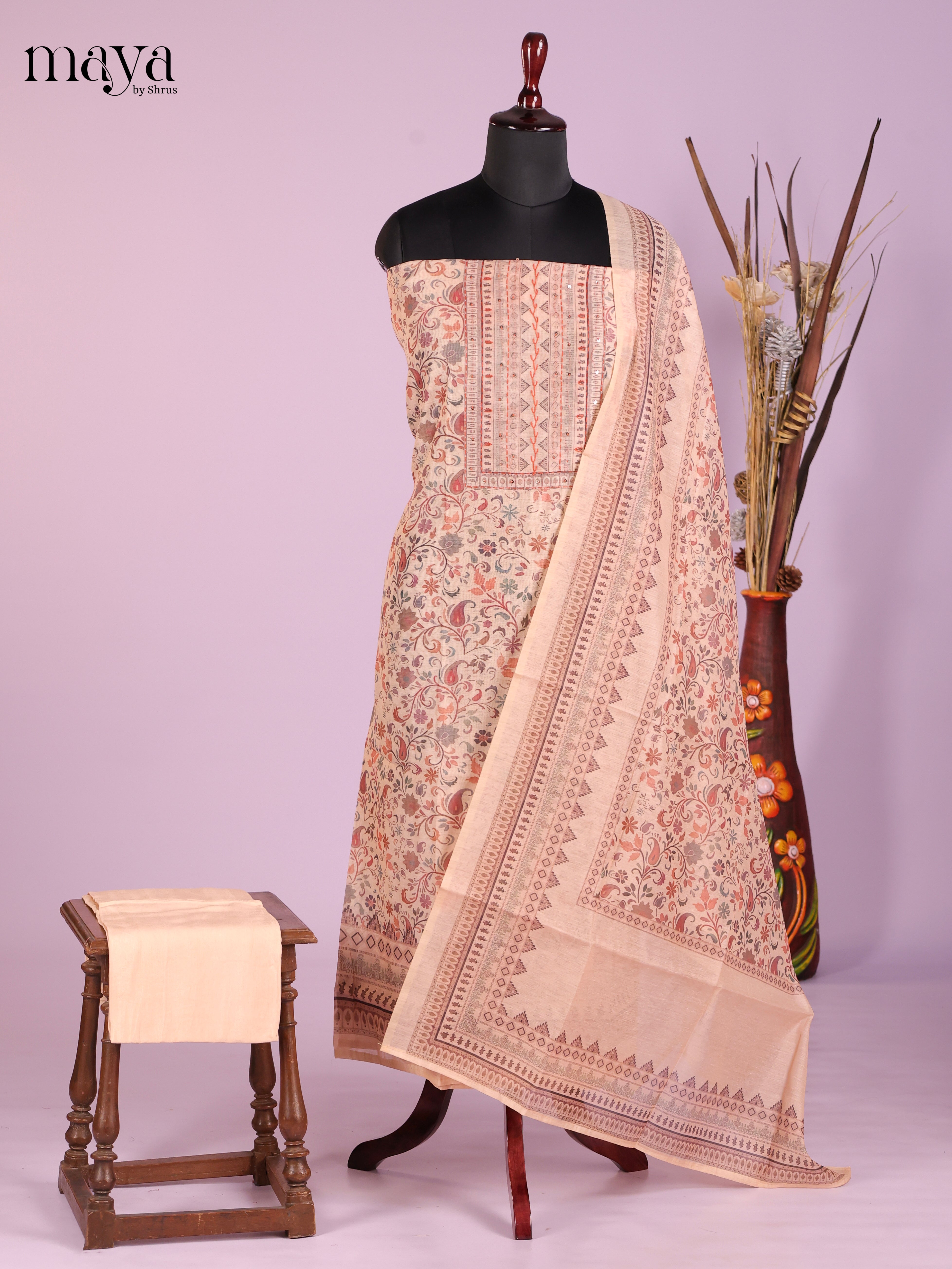 Cream -Chanderi salwar Unstitch