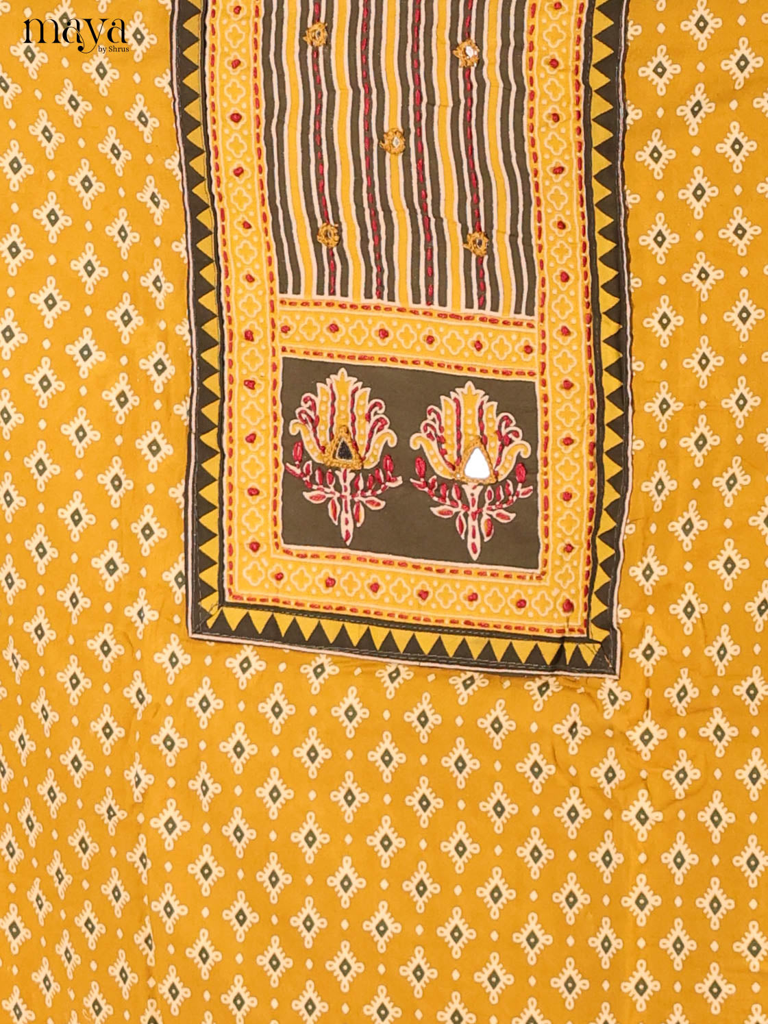 Mustard & Chutney Green -Ajrakh Salwar Unstitch