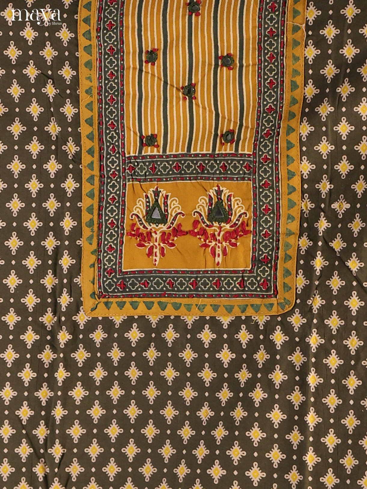 Green & Mustard -Ajrakh Salwar Unstitch