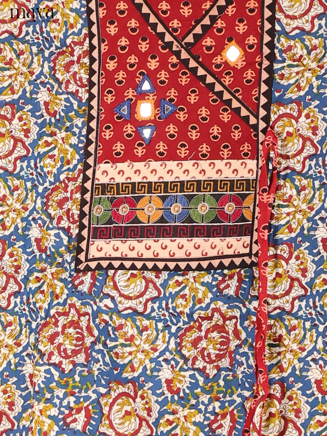 Blue & Red -Ajrakh Salwar Unstitch