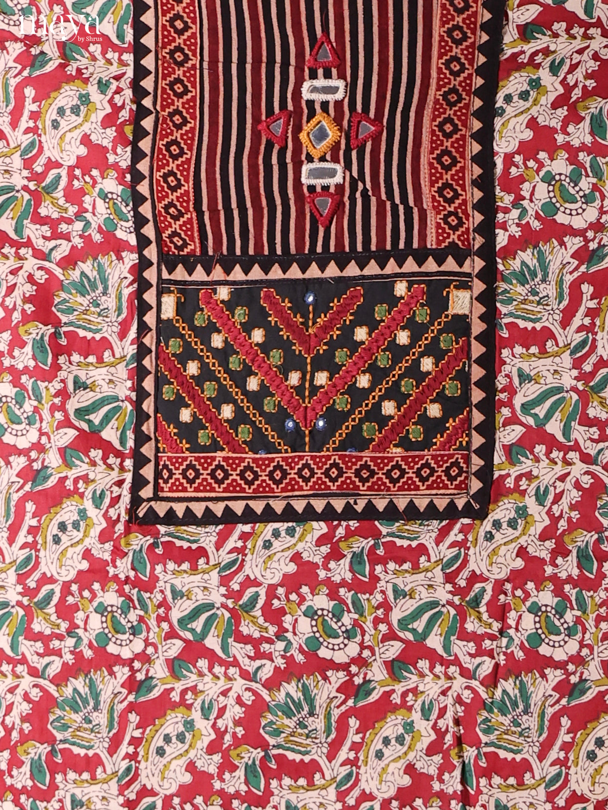 Red & Cream -Ajrakh Salwar Unstitch