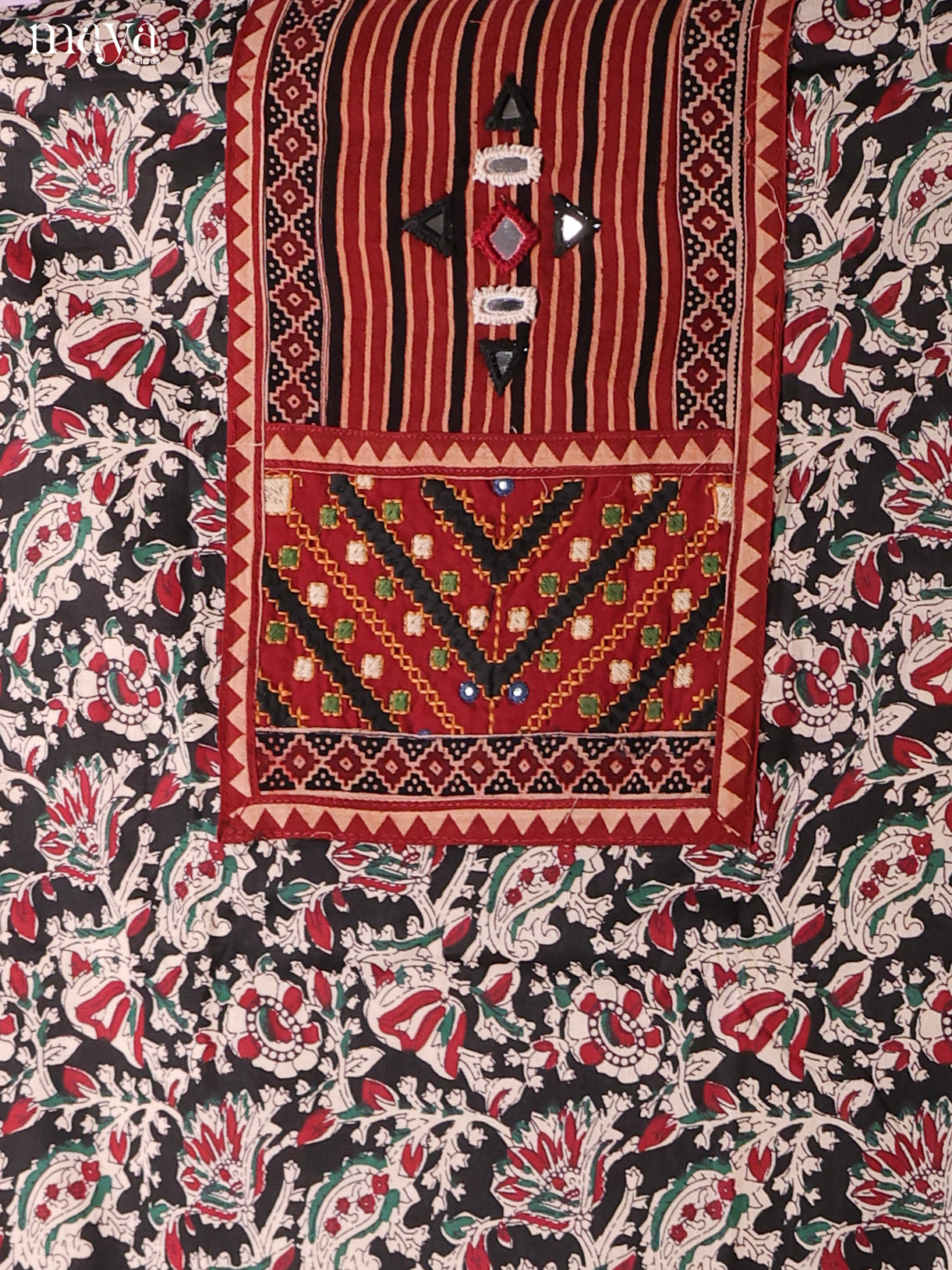 Cream & Red -Ajrakh Salwar Unstitch