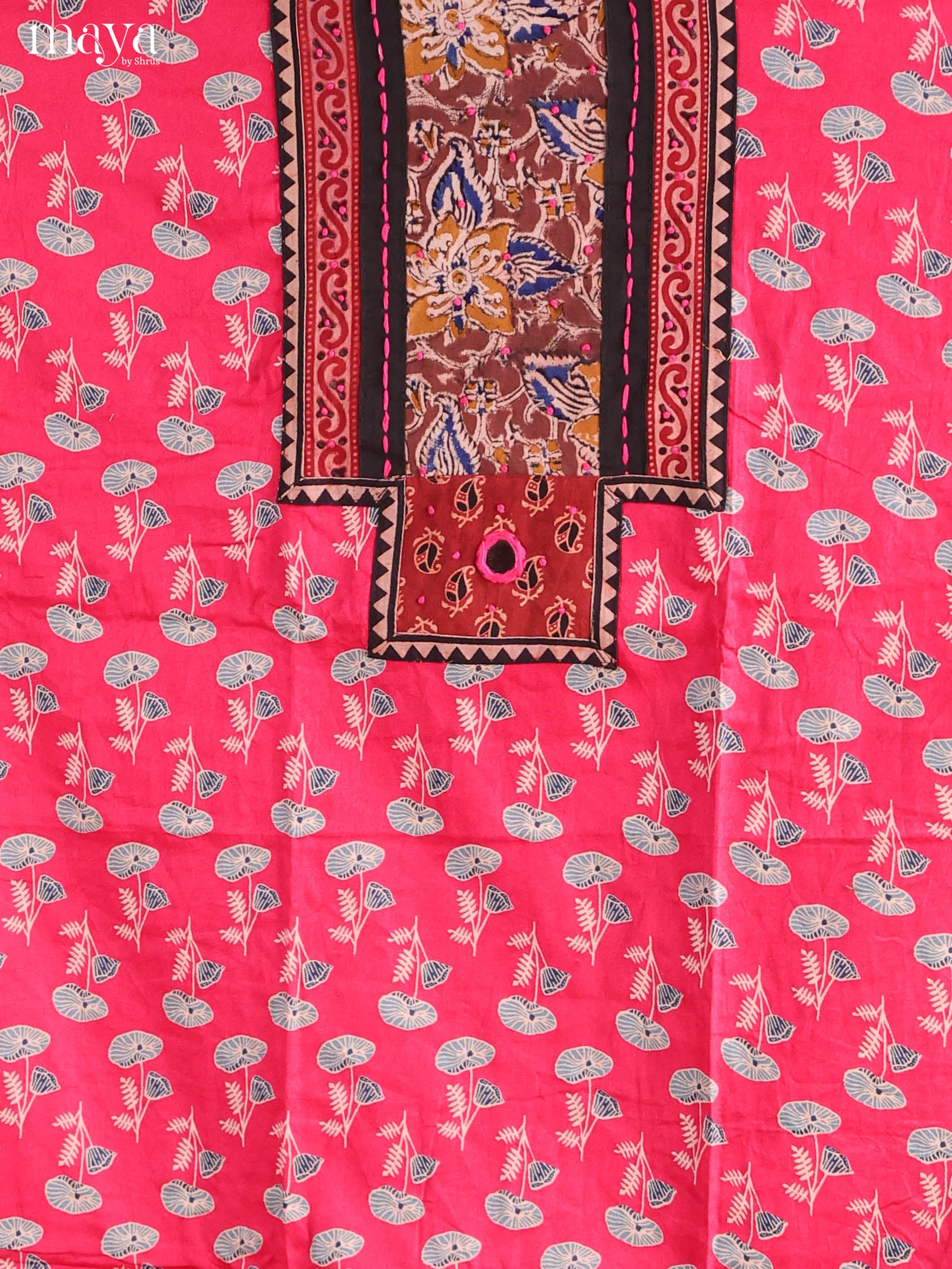 Pink & Blue-Ajrakh Salwar Unstitch