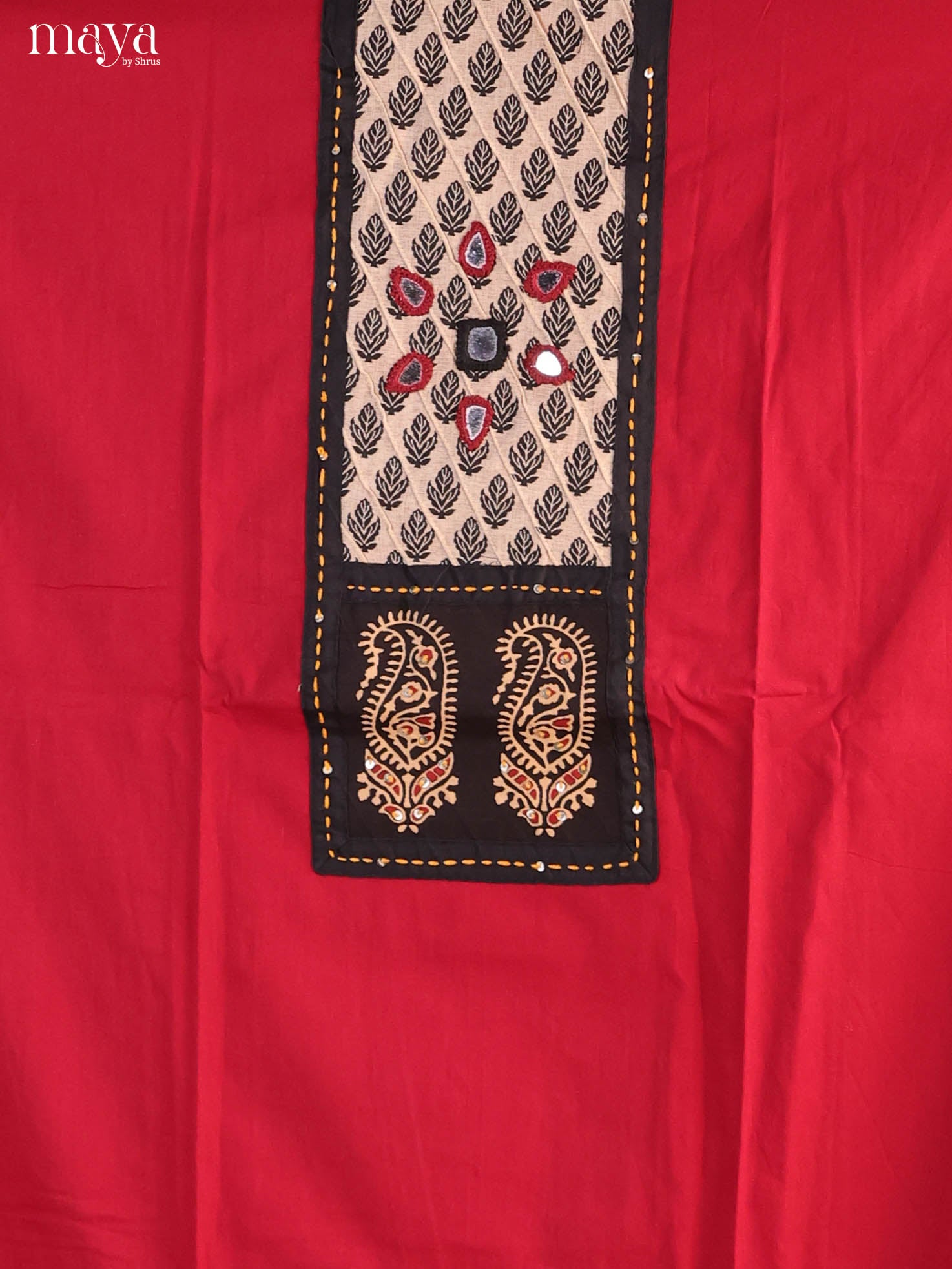 Red & Black -Ajrakh Salwar Unstitch