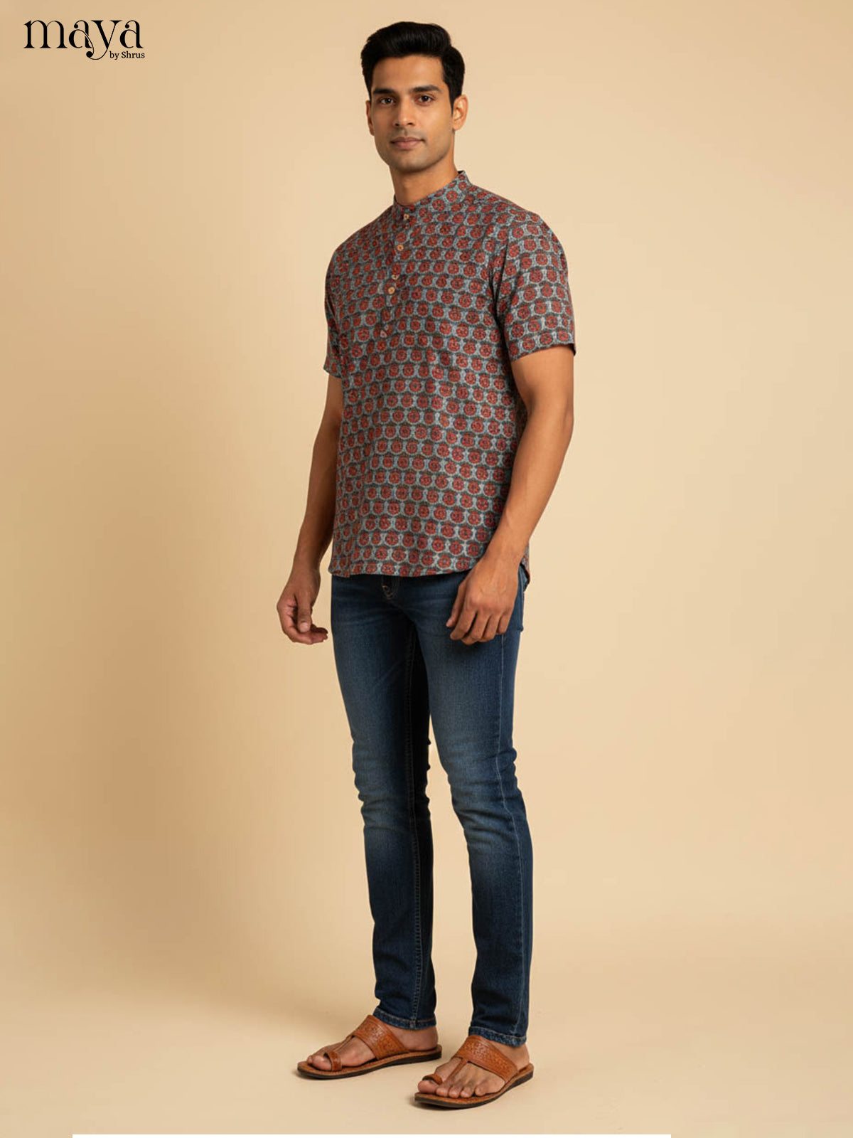 Grey-Readymade Mens Kurta