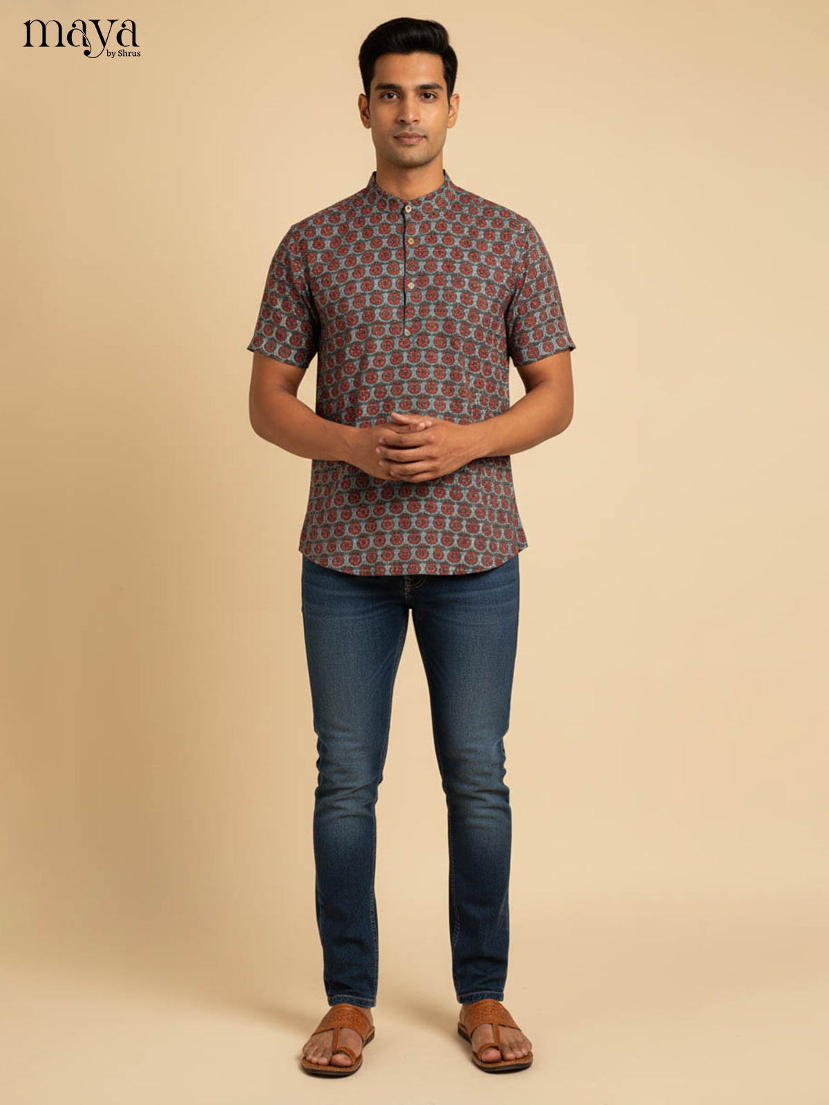 Grey-Readymade Mens Kurta