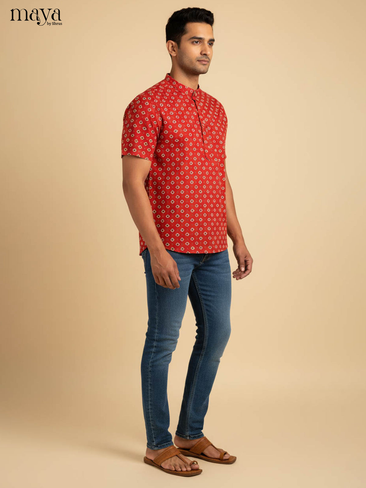 Red-Readymade Mens Kurta