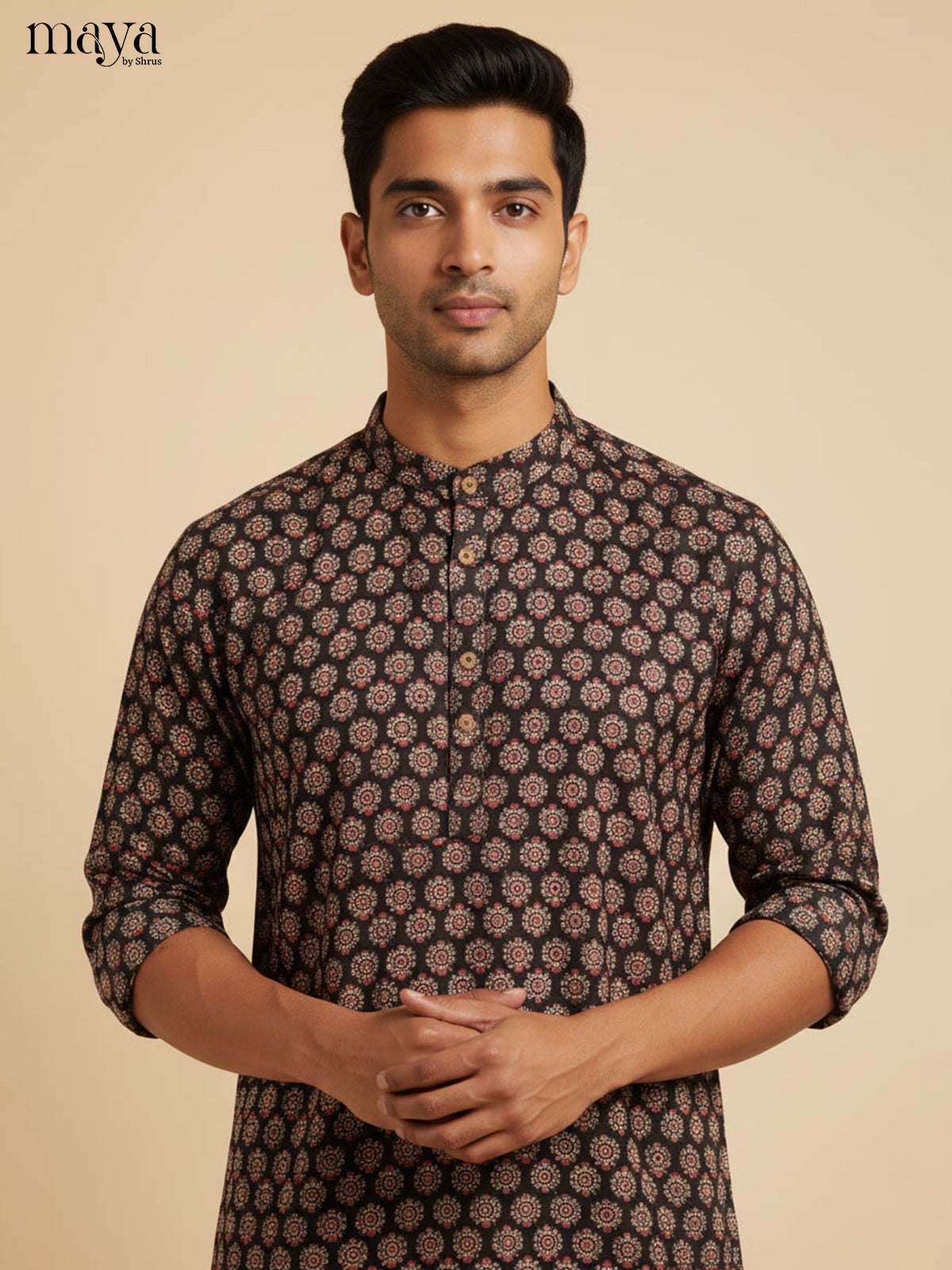 Black-Readymade Mens Kurta
