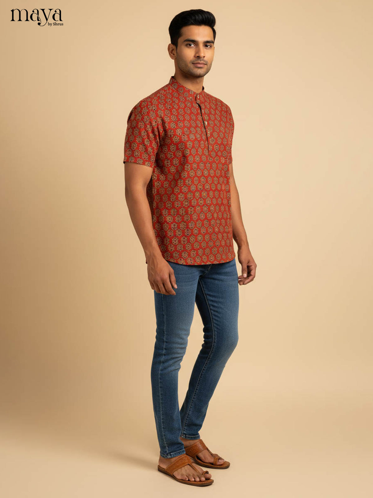 Red-Readymade Mens Kurta