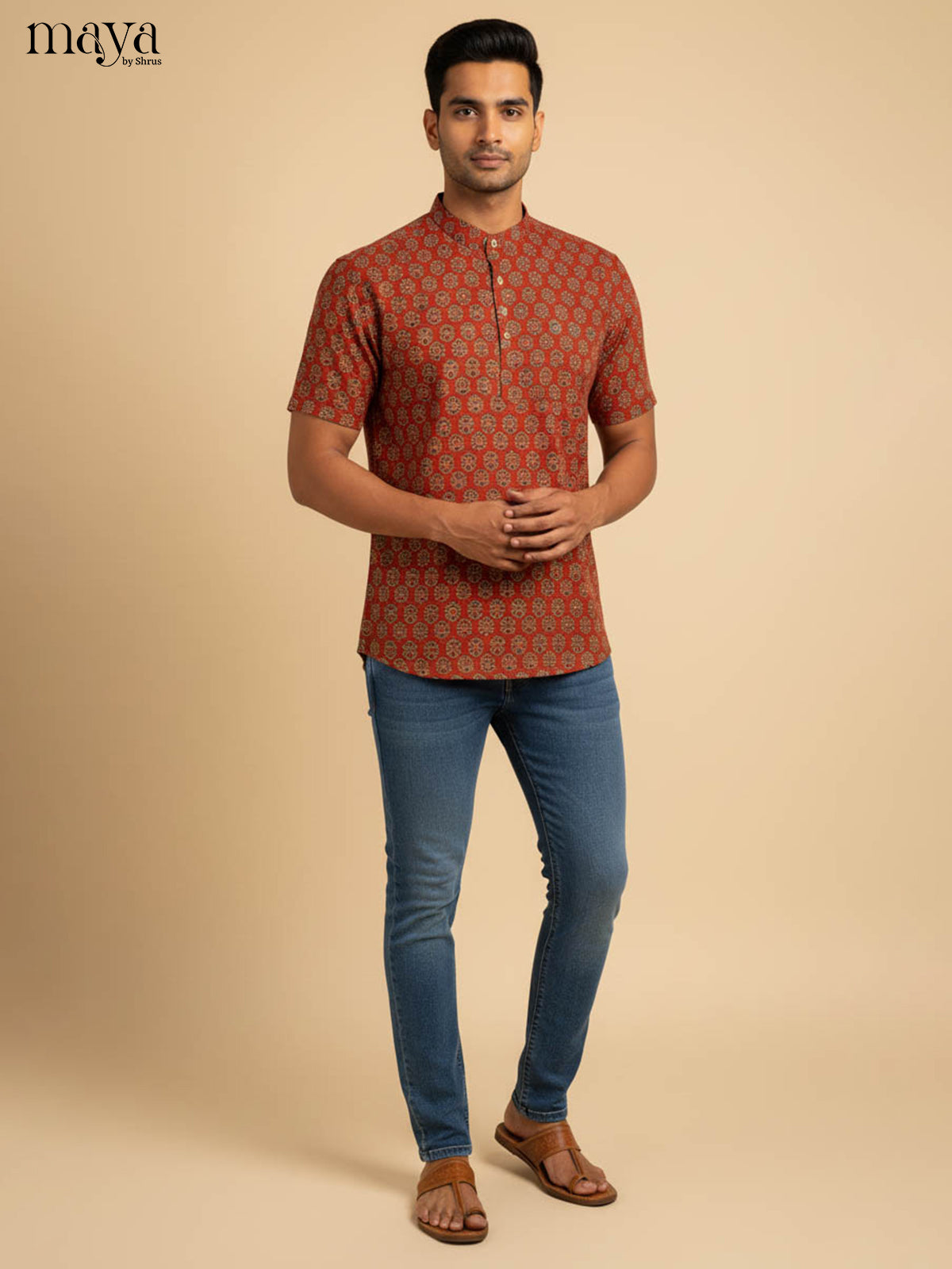 Red-Readymade Mens Kurta