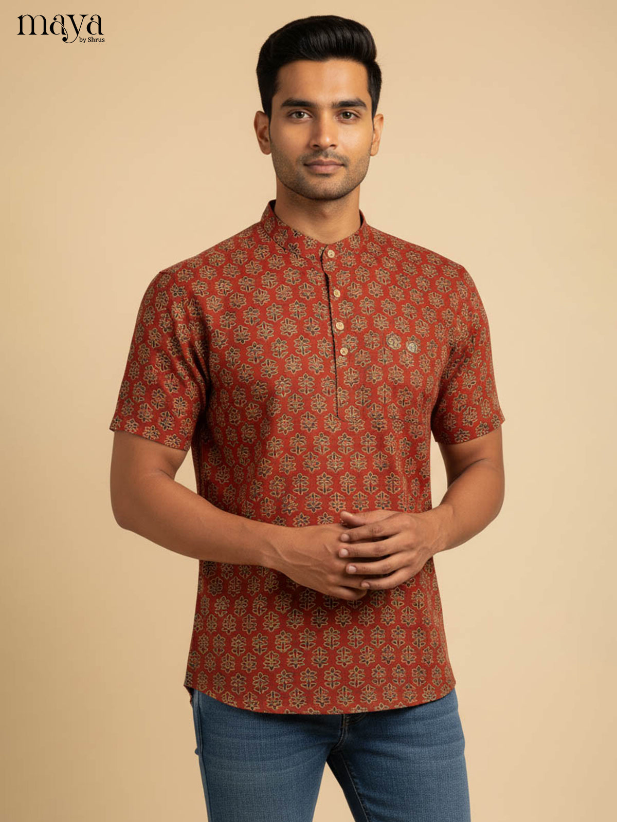 Red-Readymade Mens Kurta