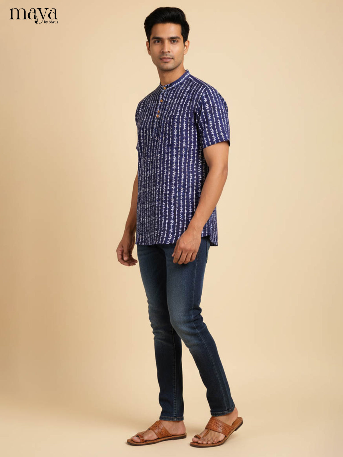 Blue-Readymade Mens Kurta