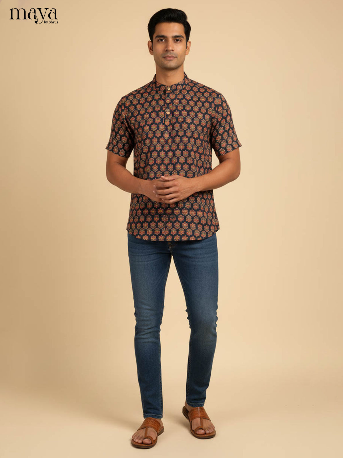 Blue-Readymade Mens Kurta