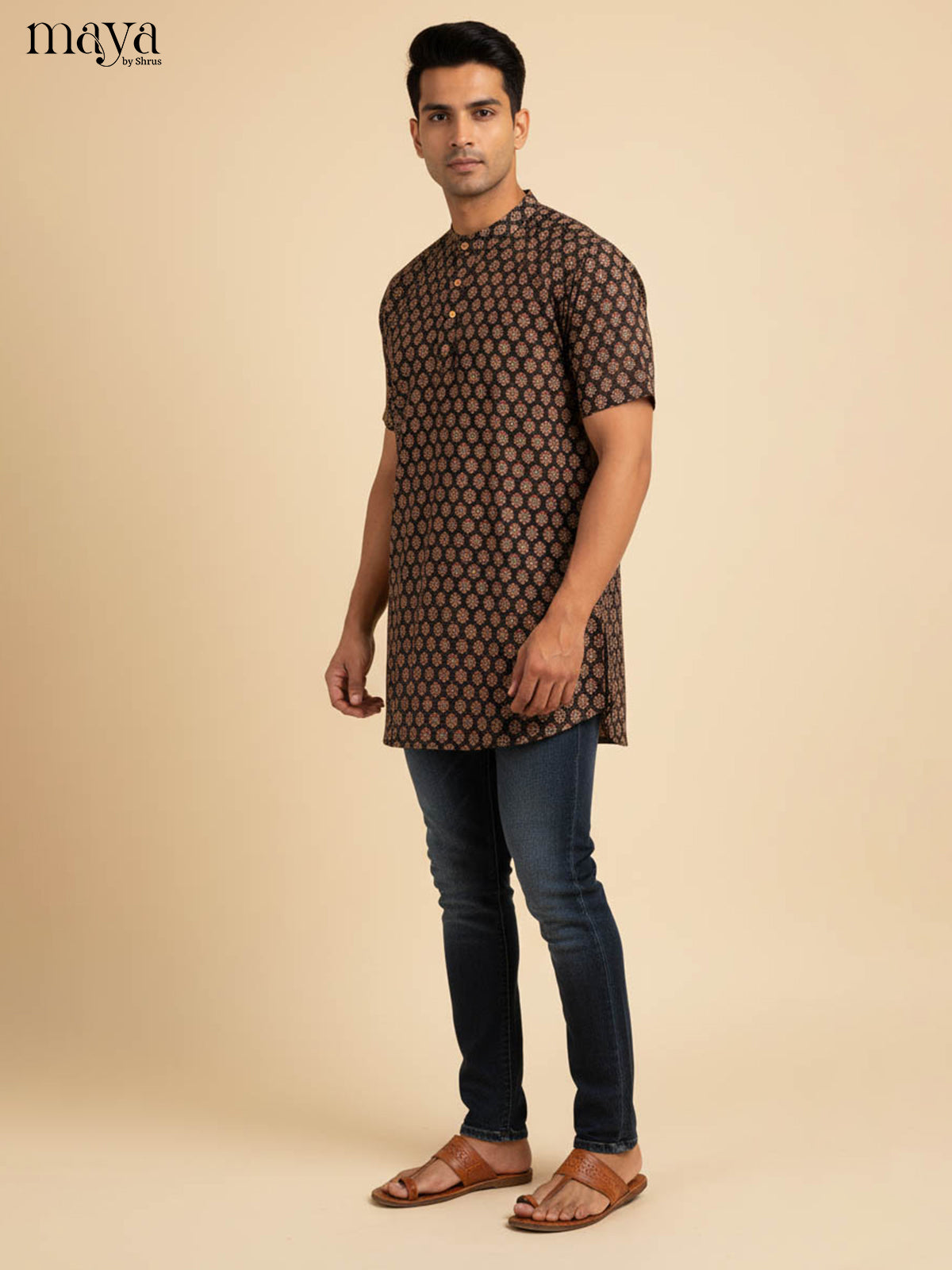 Black-Readymade Mens Kurta
