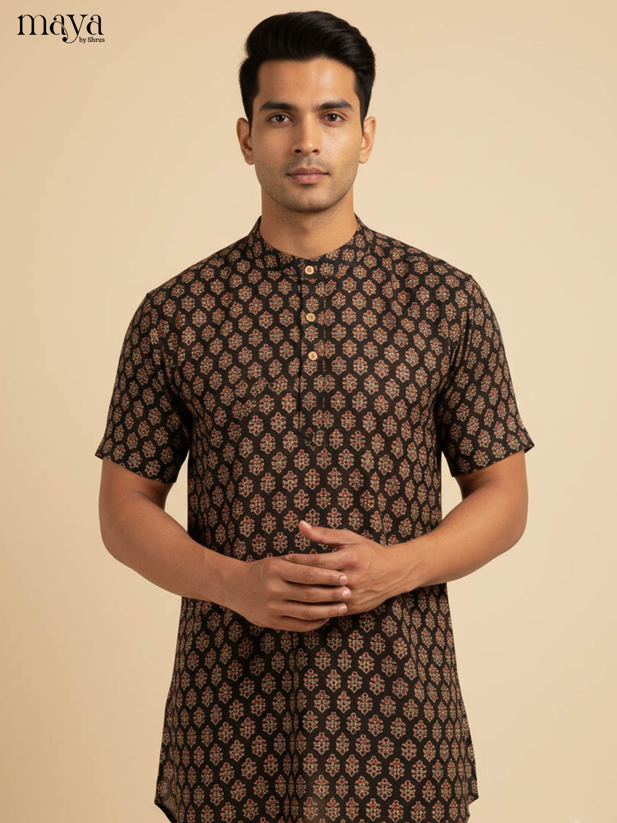Black-Readymade Mens Kurta