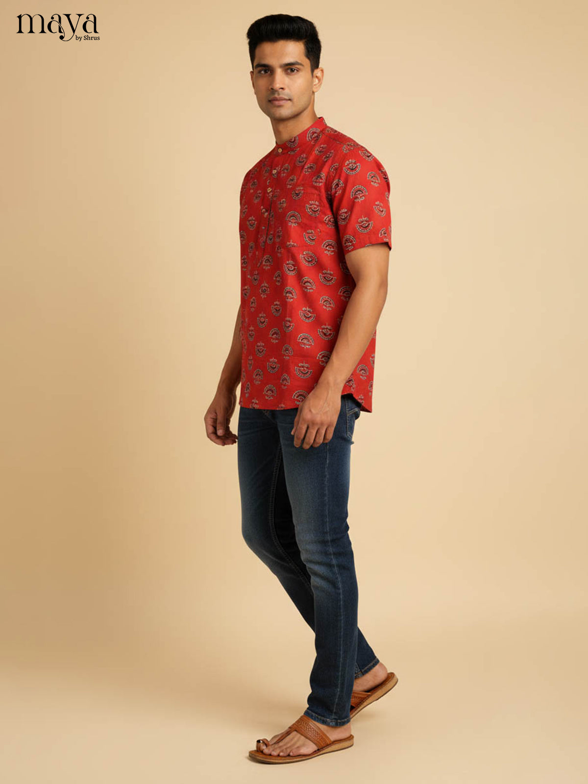 Red-Readymade Mens Kurta