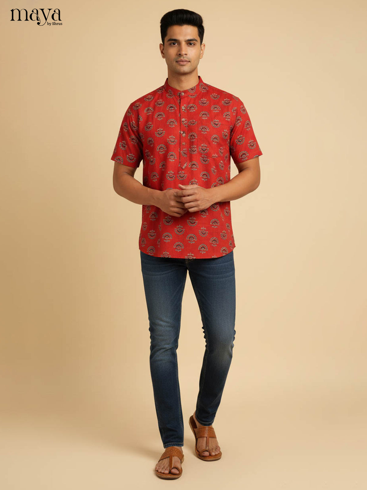 Red-Readymade Mens Kurta