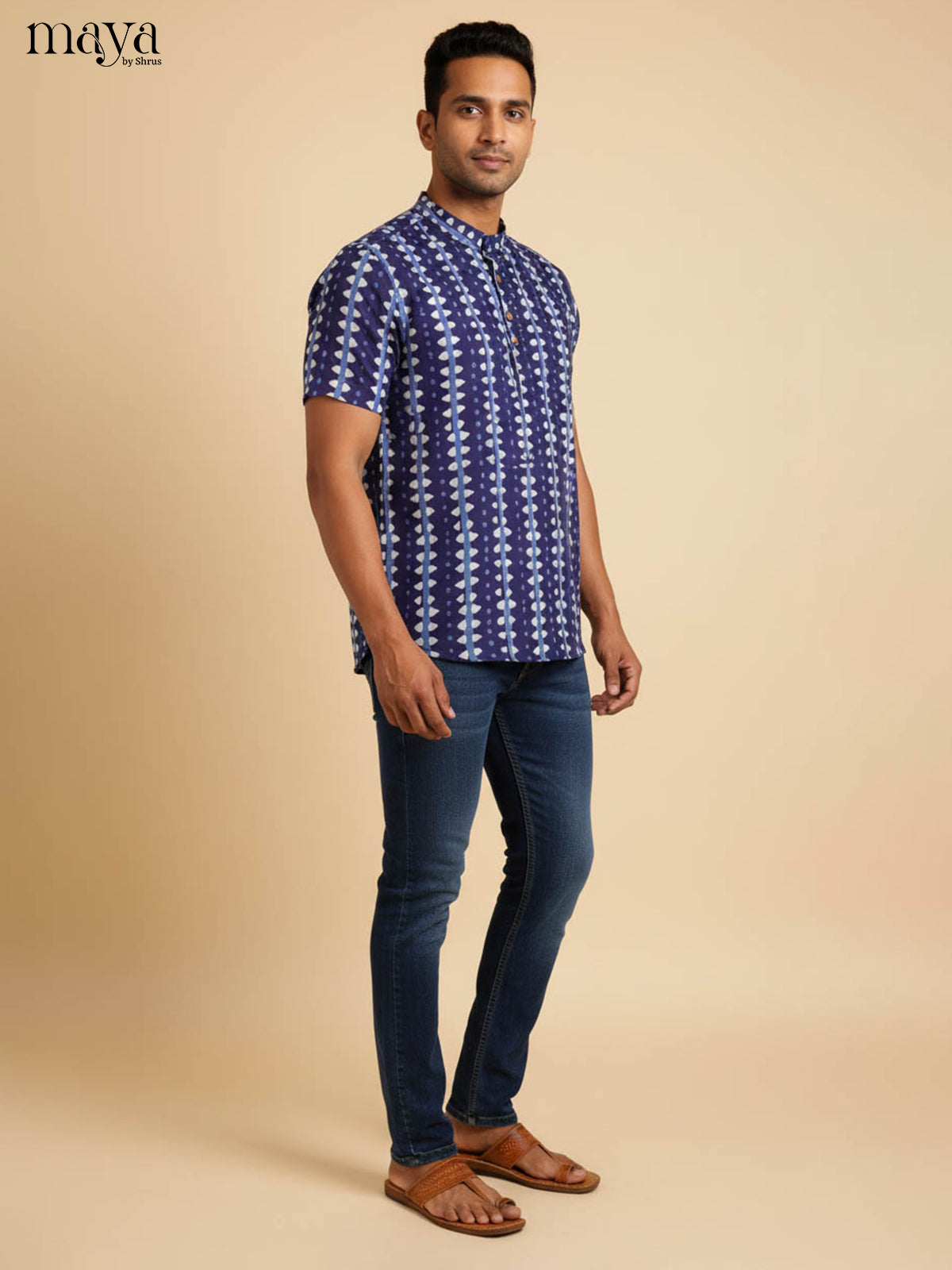 Blue-Readymade Mens Kurta