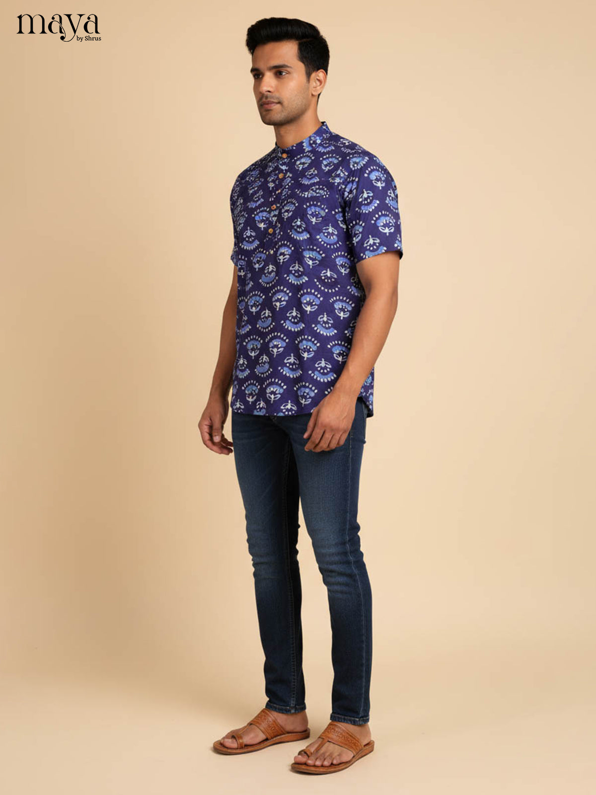 Blue-Readymade Mens Kurta