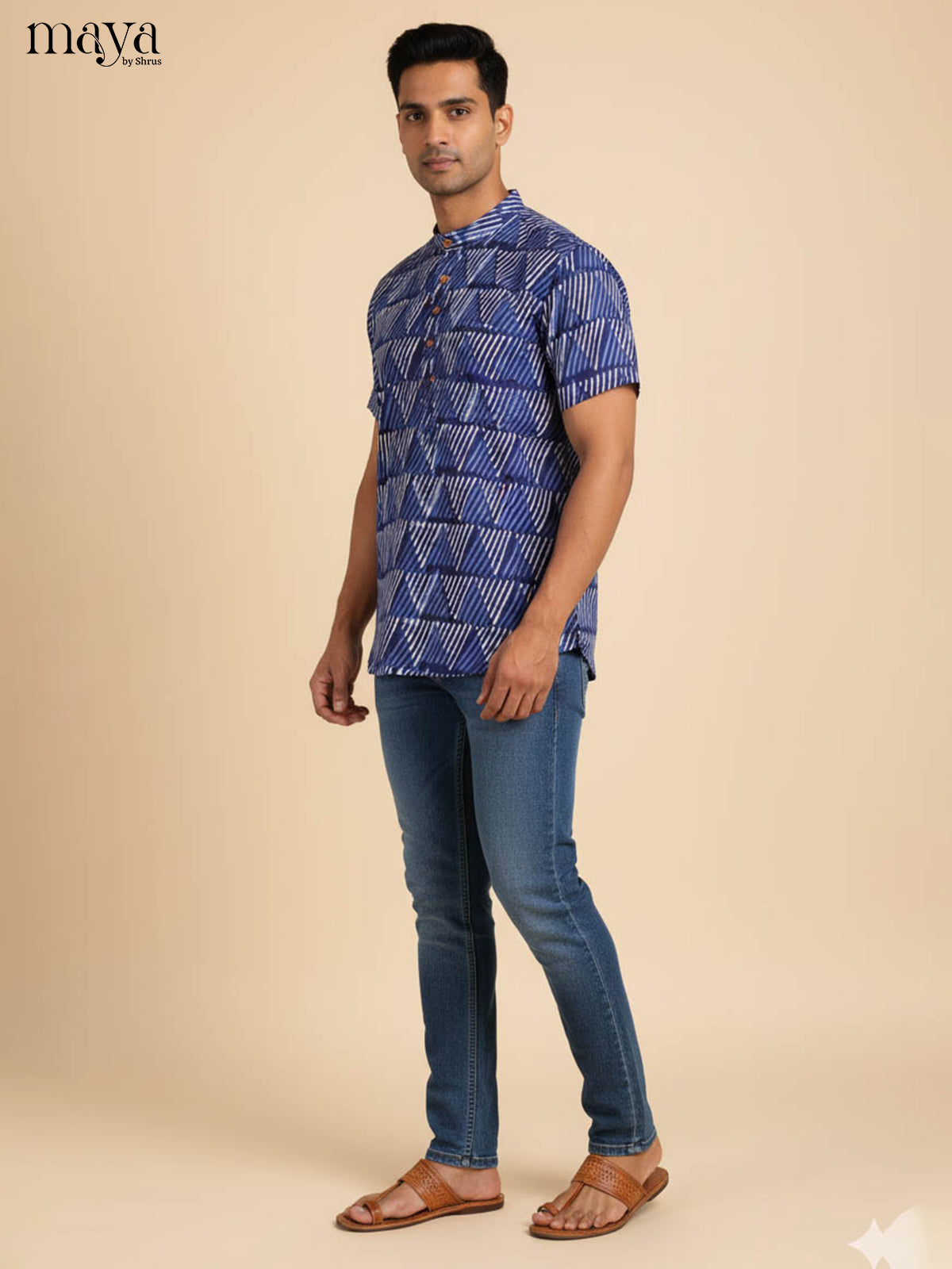 Blue-Readymade Mens Kurta