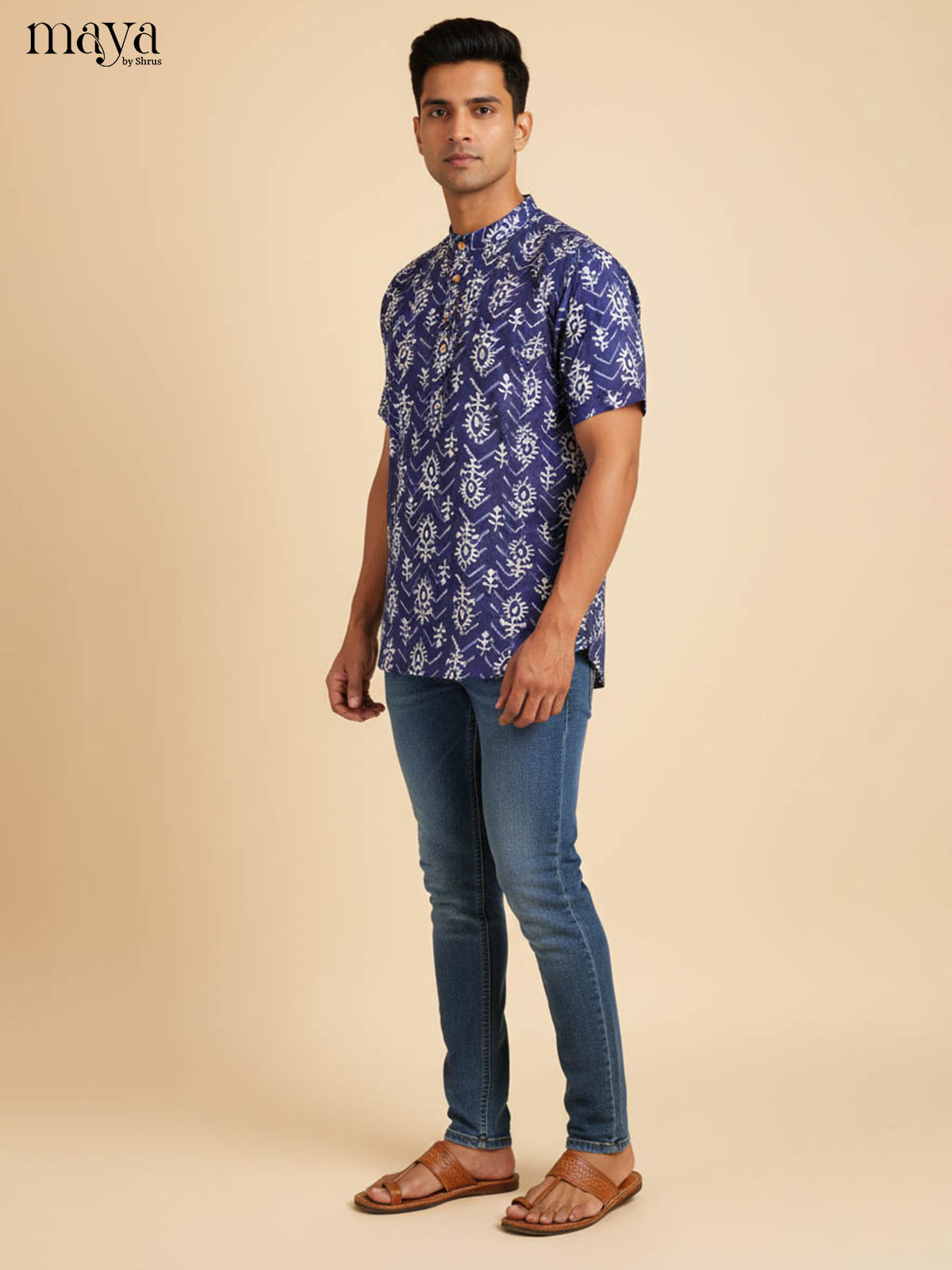 Blue-Readymade Mens Kurta