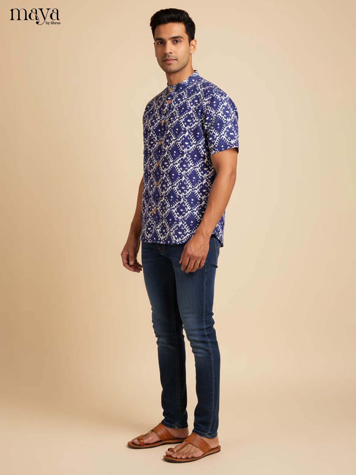 Blue-Readymade Mens Kurta