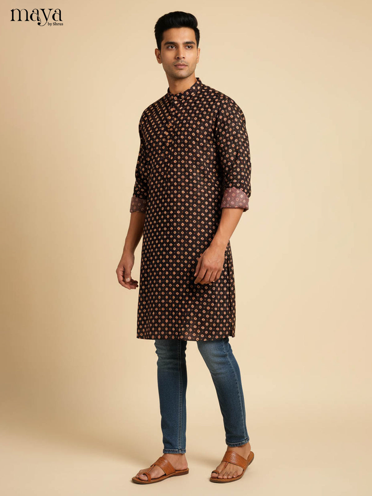 Black -Readymade Mens Kurta