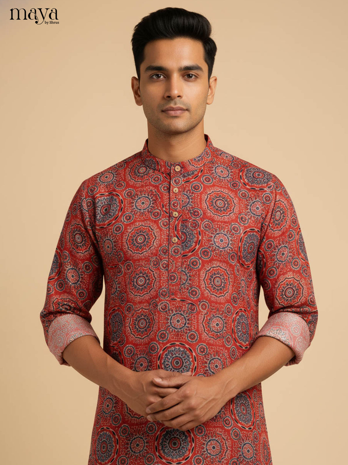 Red -Readymade Mens Kurta
