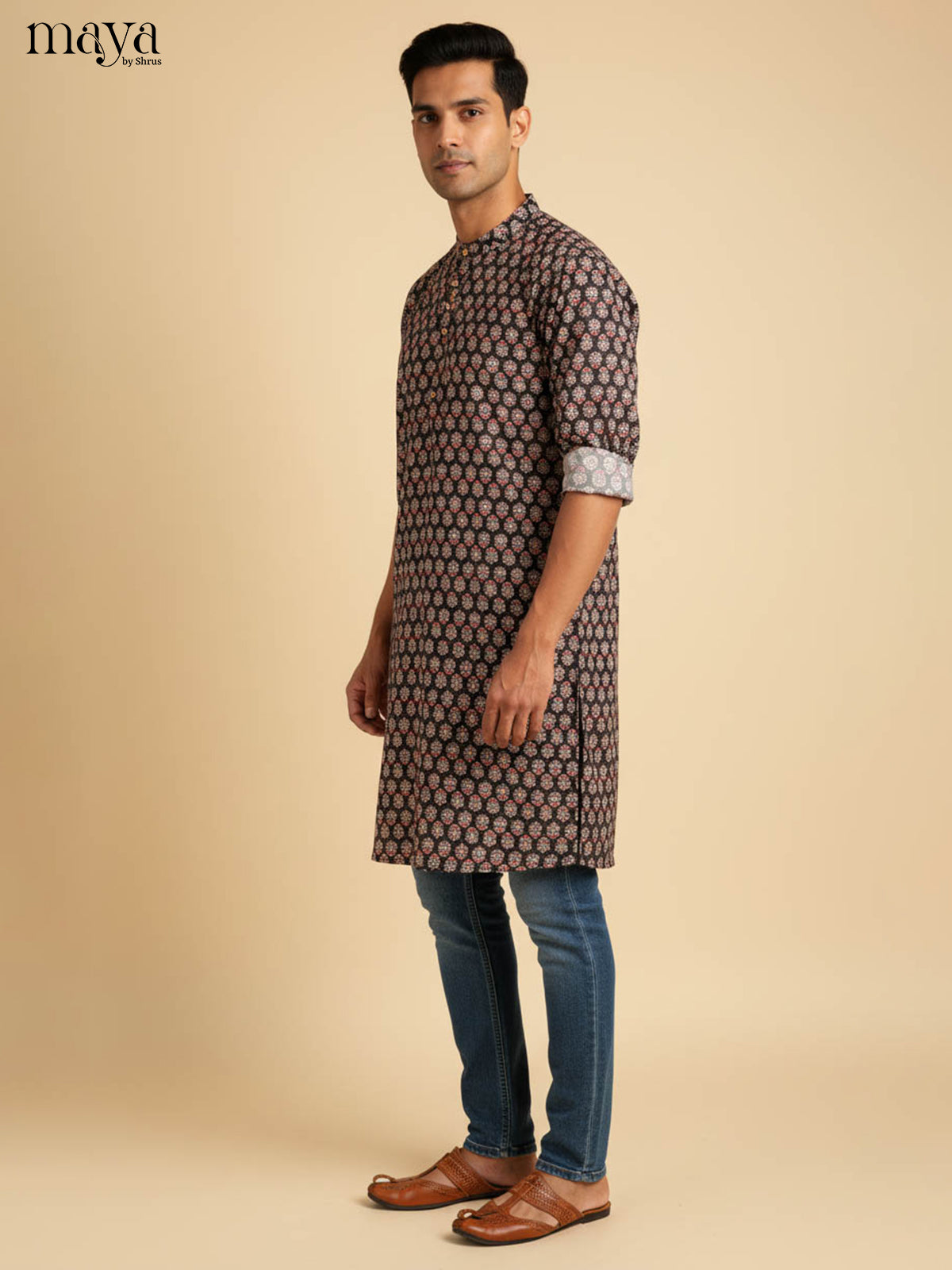 Black-Readymade Mens Kurta