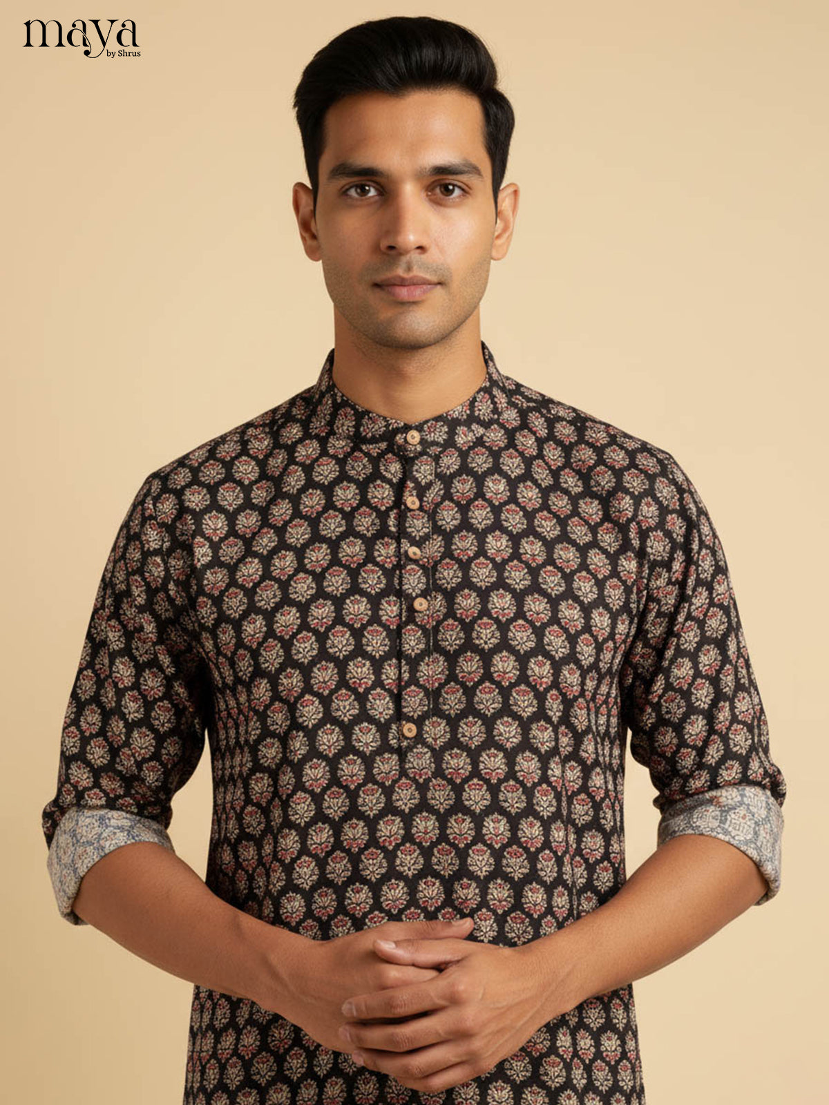 Black-Readymade Mens Kurta