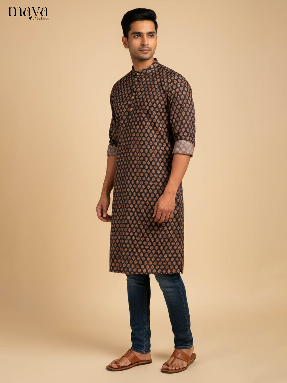 Black-Readymade Mens Kurta